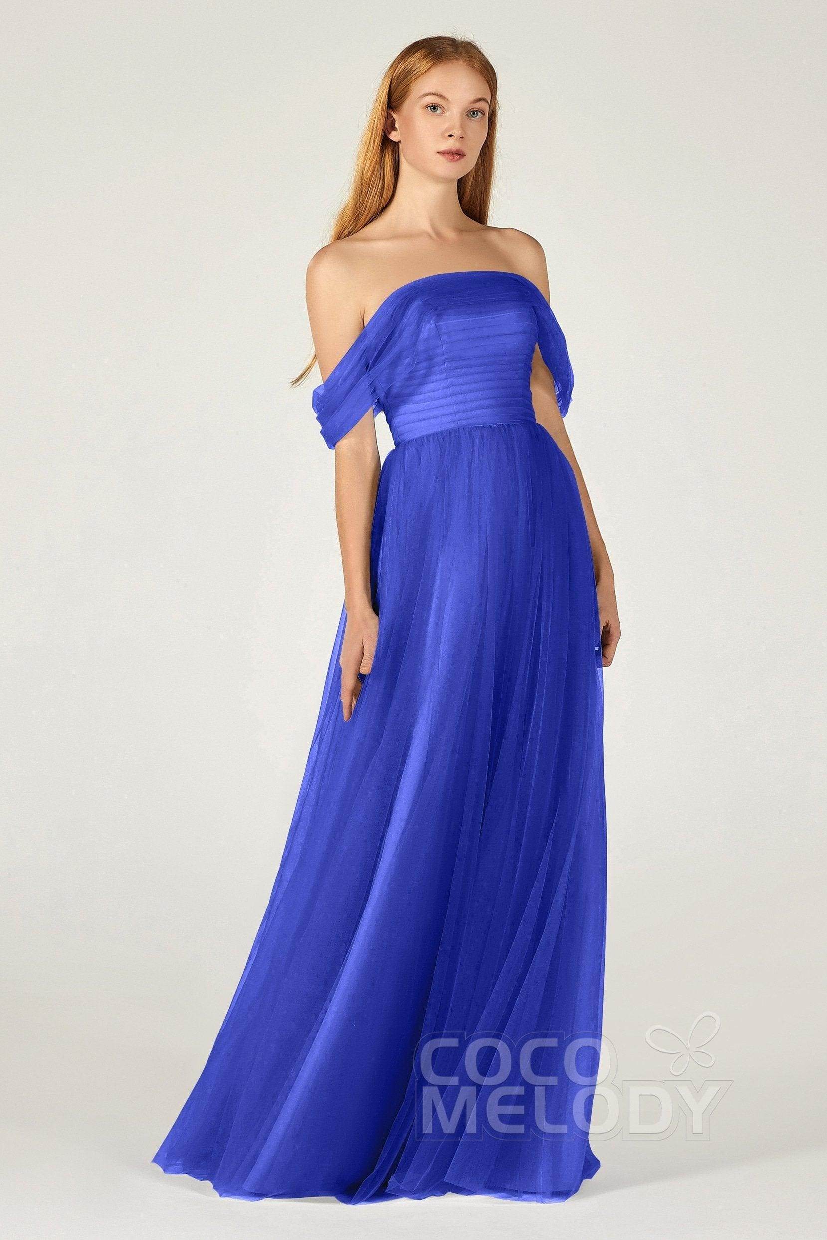 A-Line Floor Length Tulle Bridesmaid Dress CB0382 - COCOMELODY