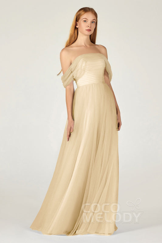 A-Line Floor Length Tulle Bridesmaid Dress CB0382