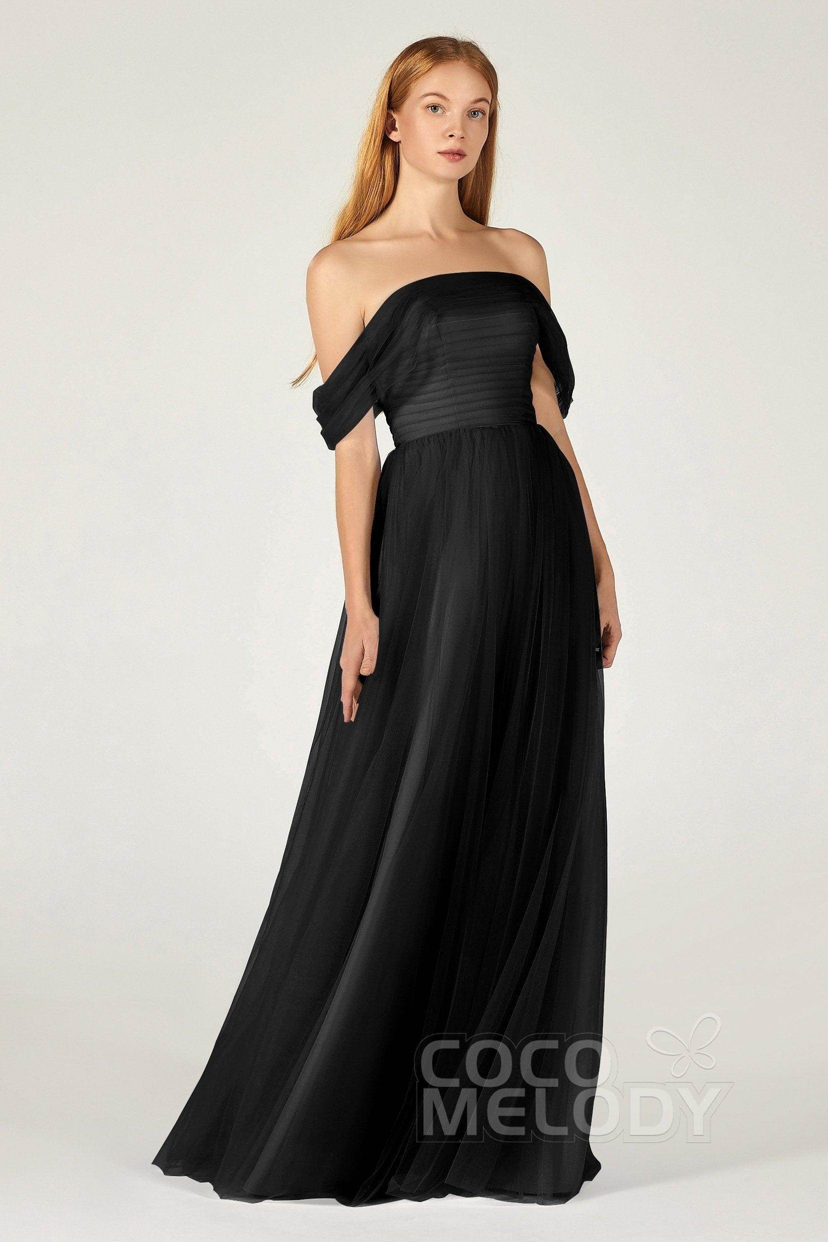 A-Line Floor Length Tulle Bridesmaid Dress CB0382 - COCOMELODY