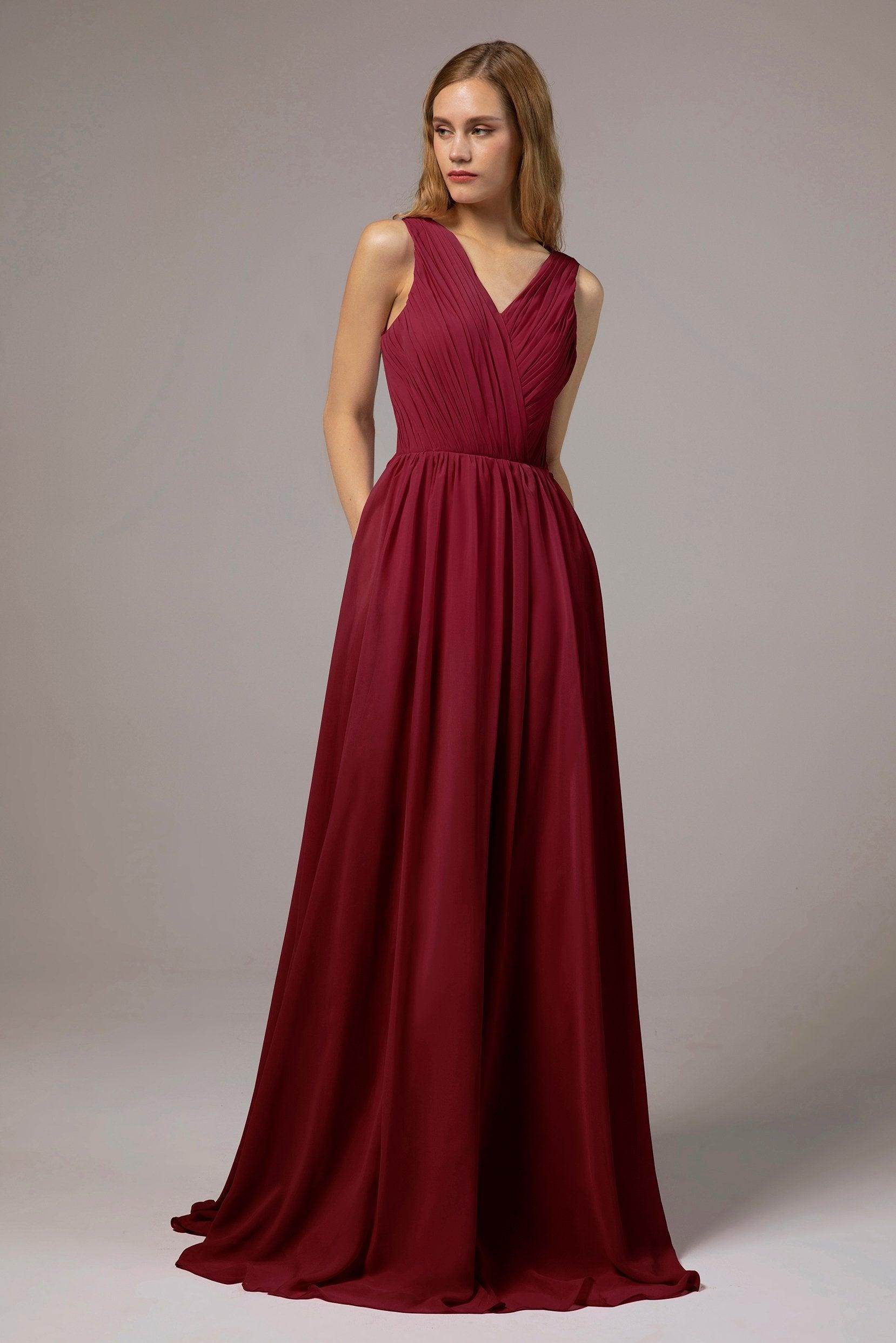 A-Line Floor Length Chiffon Bridesmaid Dress Formal Dresses CB0386 - COCOMELODY