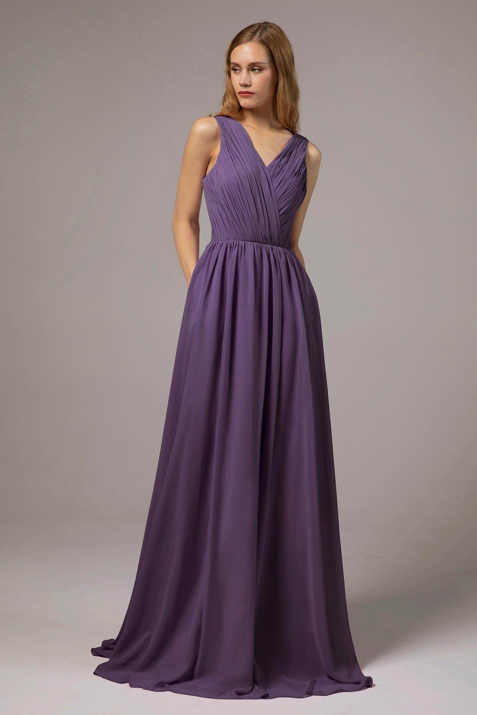 A-Line Floor Length Chiffon Bridesmaid Dress Formal Dresses CB0386 - COCOMELODY