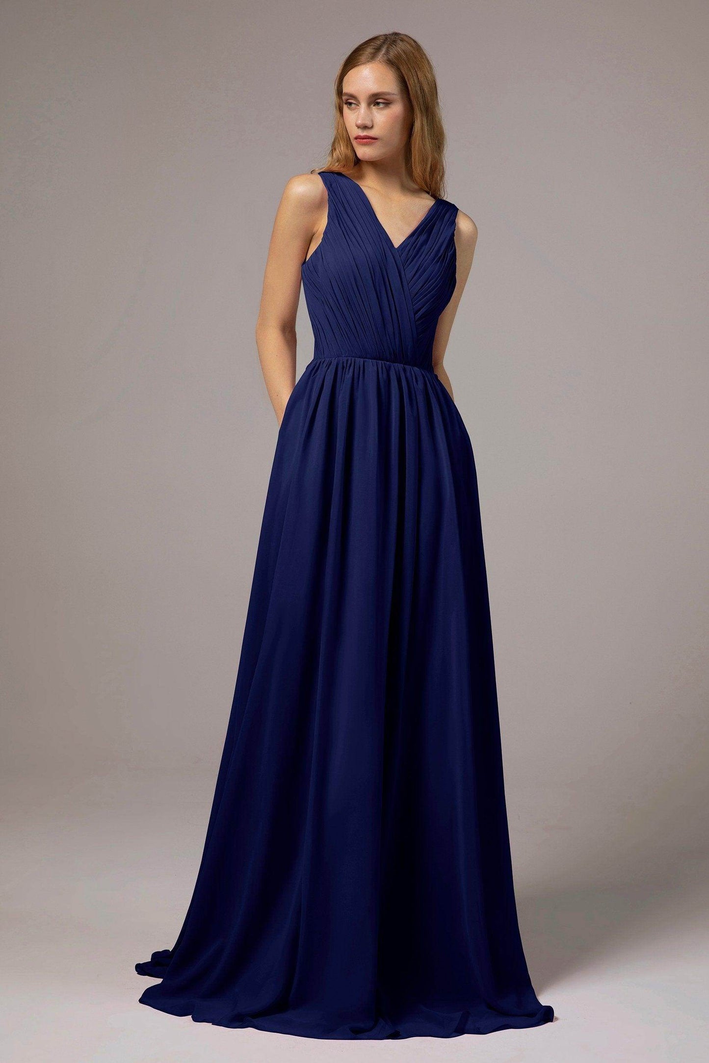 A-Line Floor Length Chiffon Bridesmaid Dress Formal Dresses CB0386 - COCOMELODY