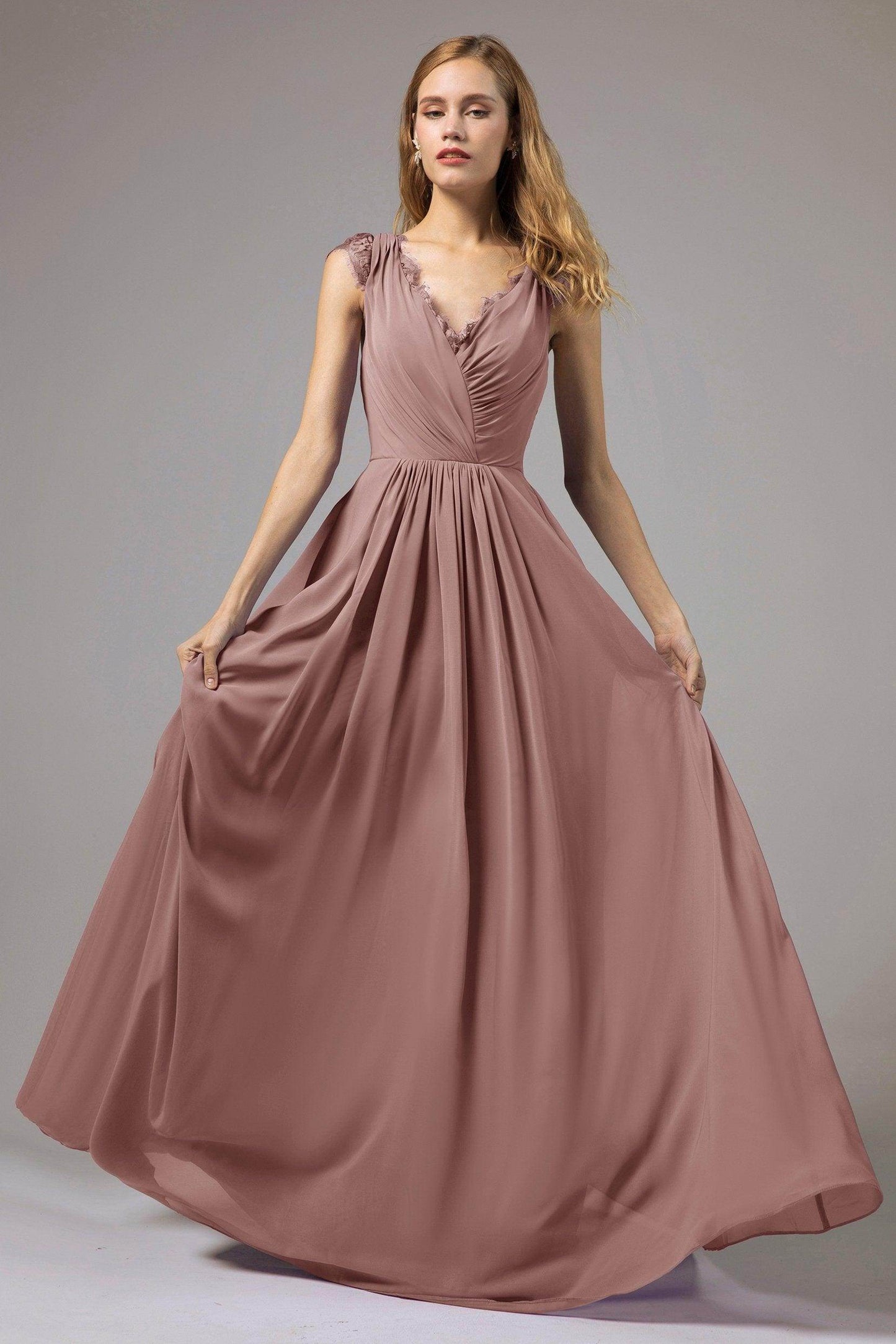 A-Line Floor Length Chiffon Bridesmaid Dress Formal Dresses CB0387 - COCOMELODY