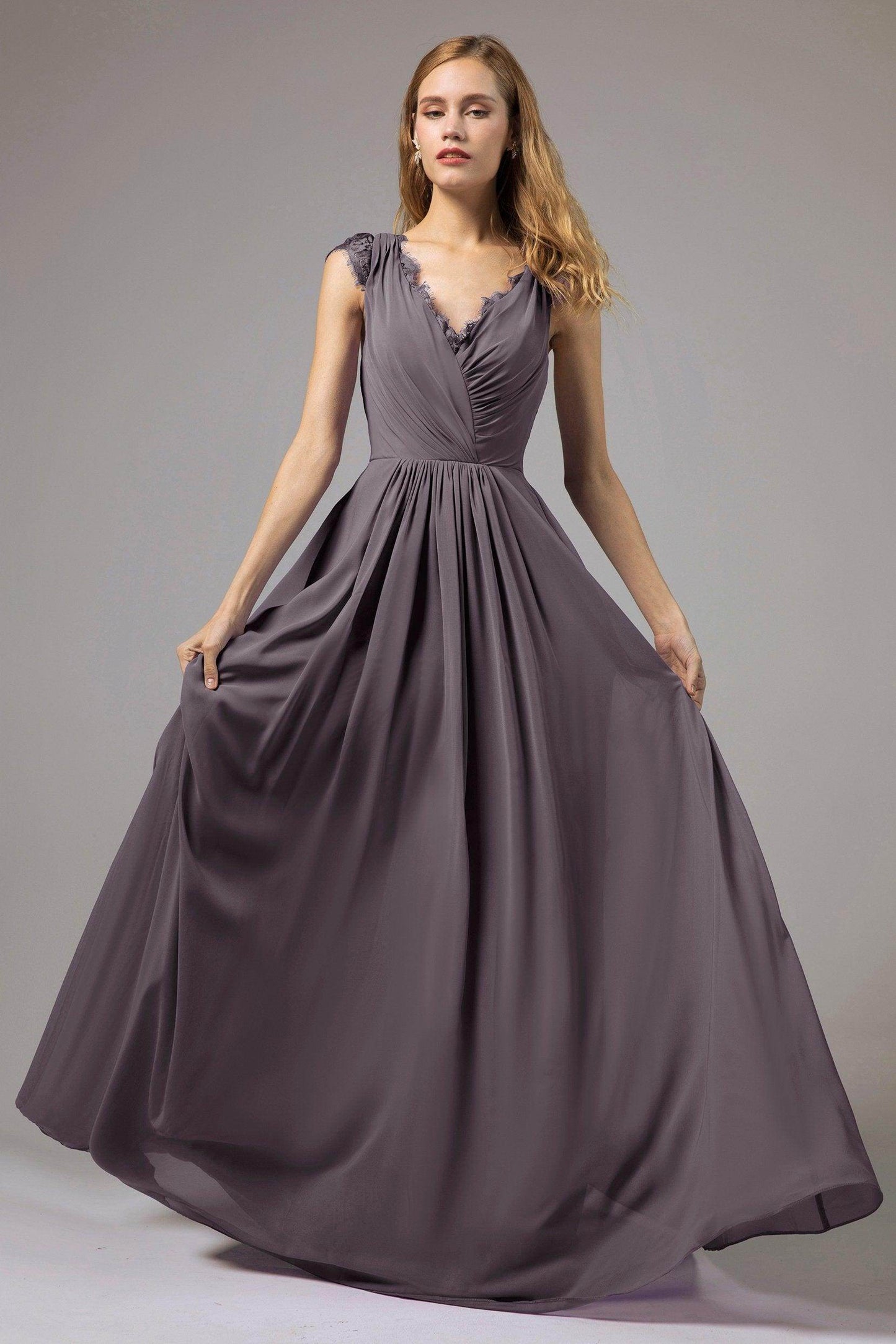 A-Line Floor Length Chiffon Bridesmaid Dress Formal Dresses CB0387 - COCOMELODY
