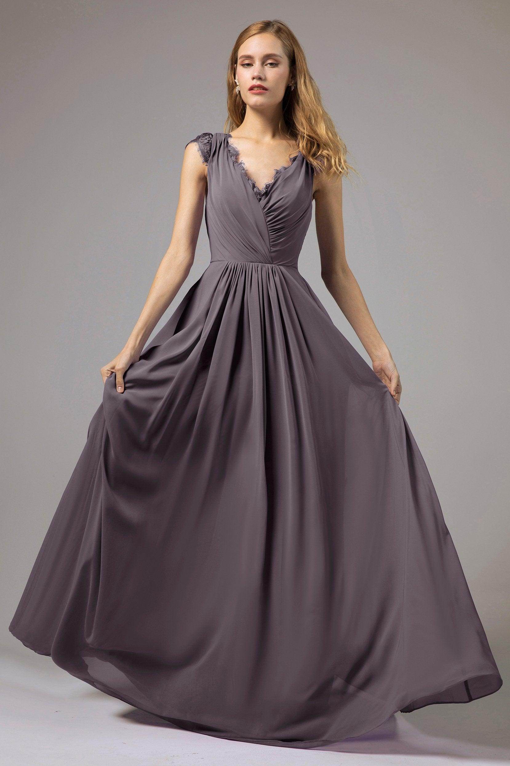 A-Line Floor Length Chiffon Bridesmaid Dress Formal Dresses CB0387 - COCOMELODY