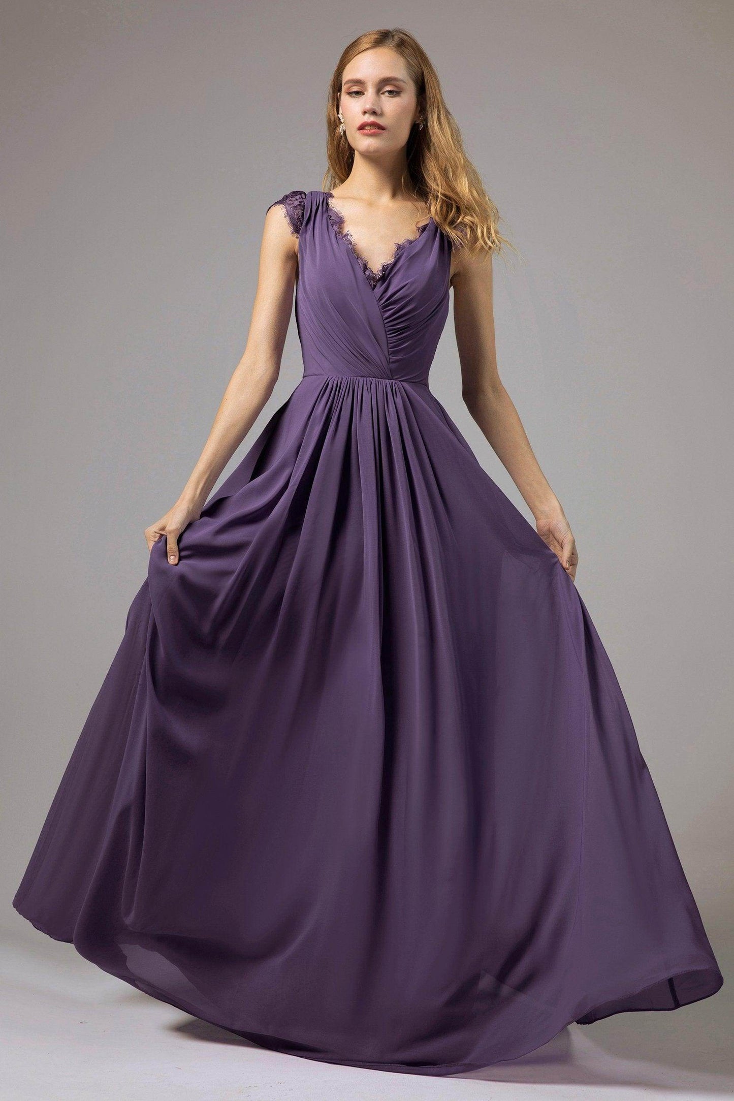 A-Line Floor Length Chiffon Bridesmaid Dress Formal Dresses CB0387 - COCOMELODY