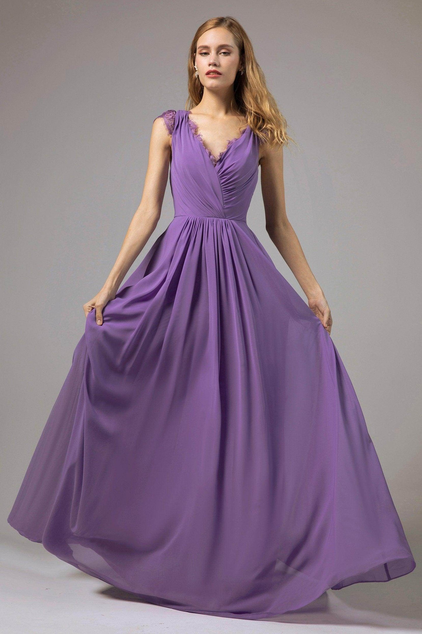 A-Line Floor Length Chiffon Bridesmaid Dress Formal Dresses CB0387 - COCOMELODY