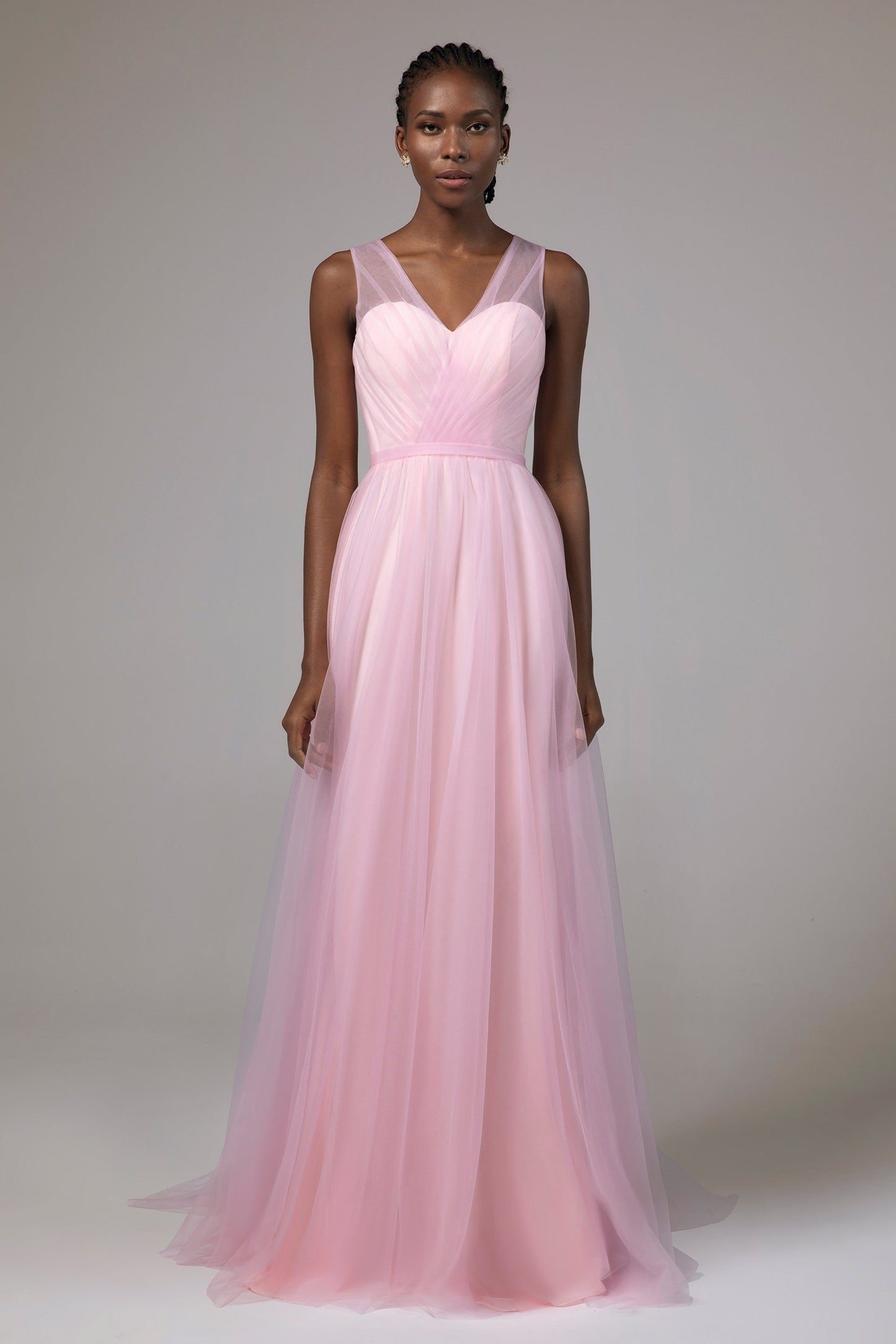 A-Line Floor Length Tulle/Chiffon Bridesmaid Dress CB0392