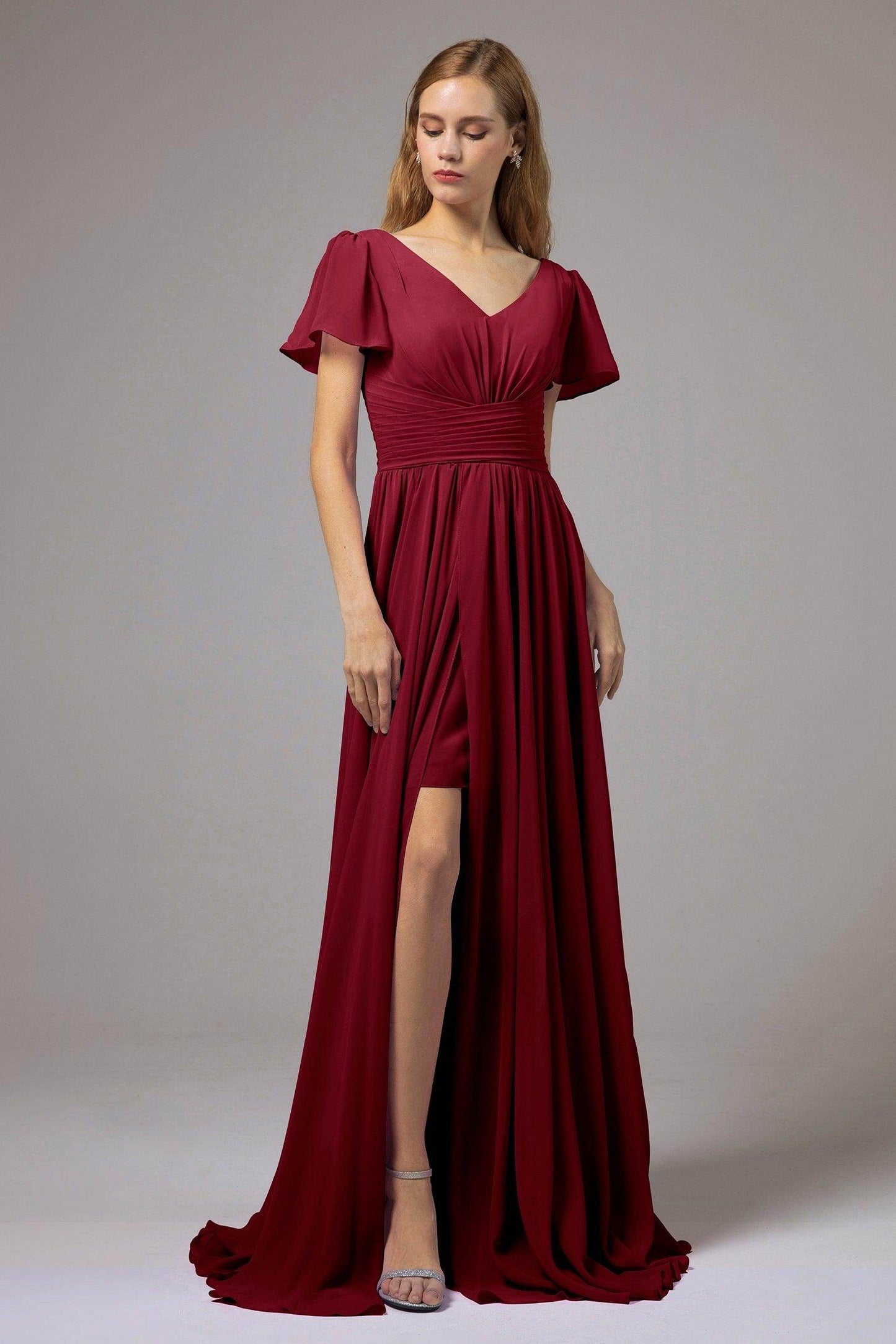 A-Line Floor Length Chiffon Bridesmaid Dress CB0396 - COCOMELODY