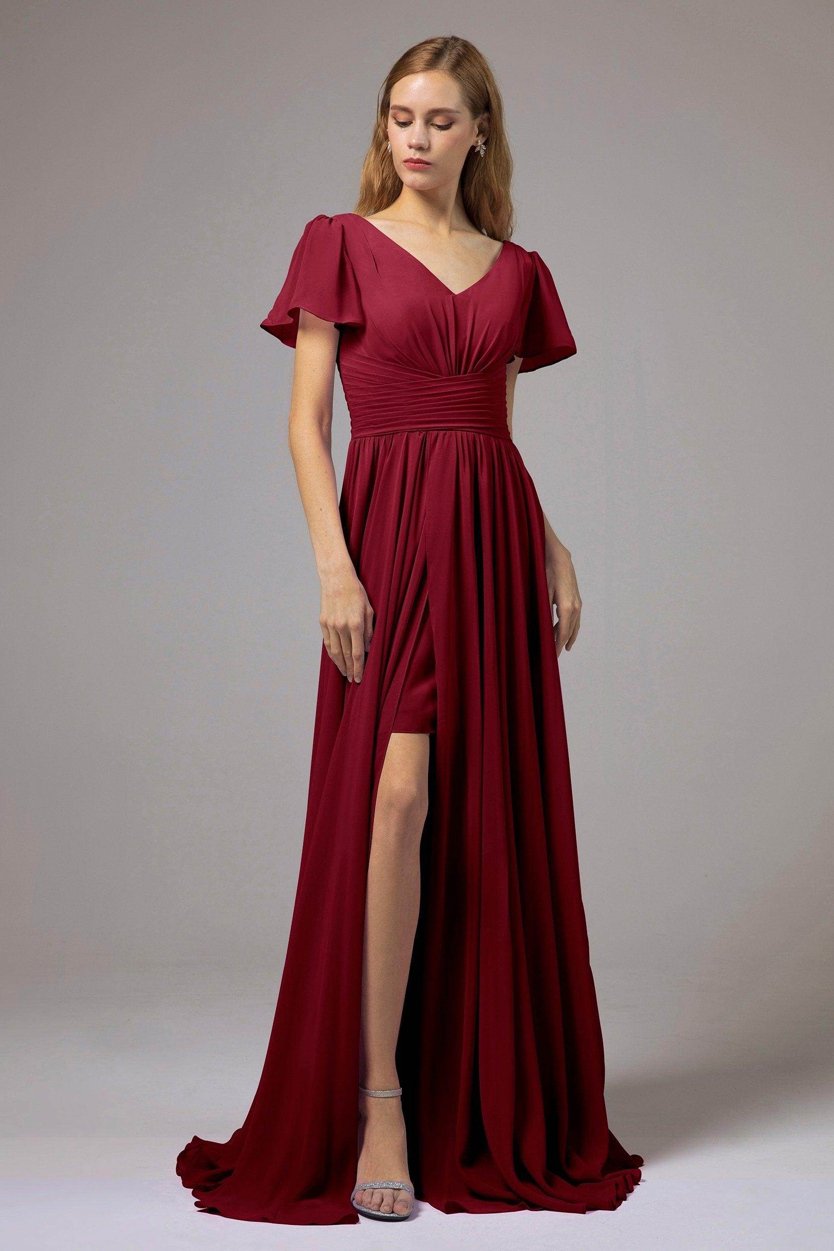 A-Line Floor Length Chiffon Bridesmaid Dress CB0396 - COCOMELODY