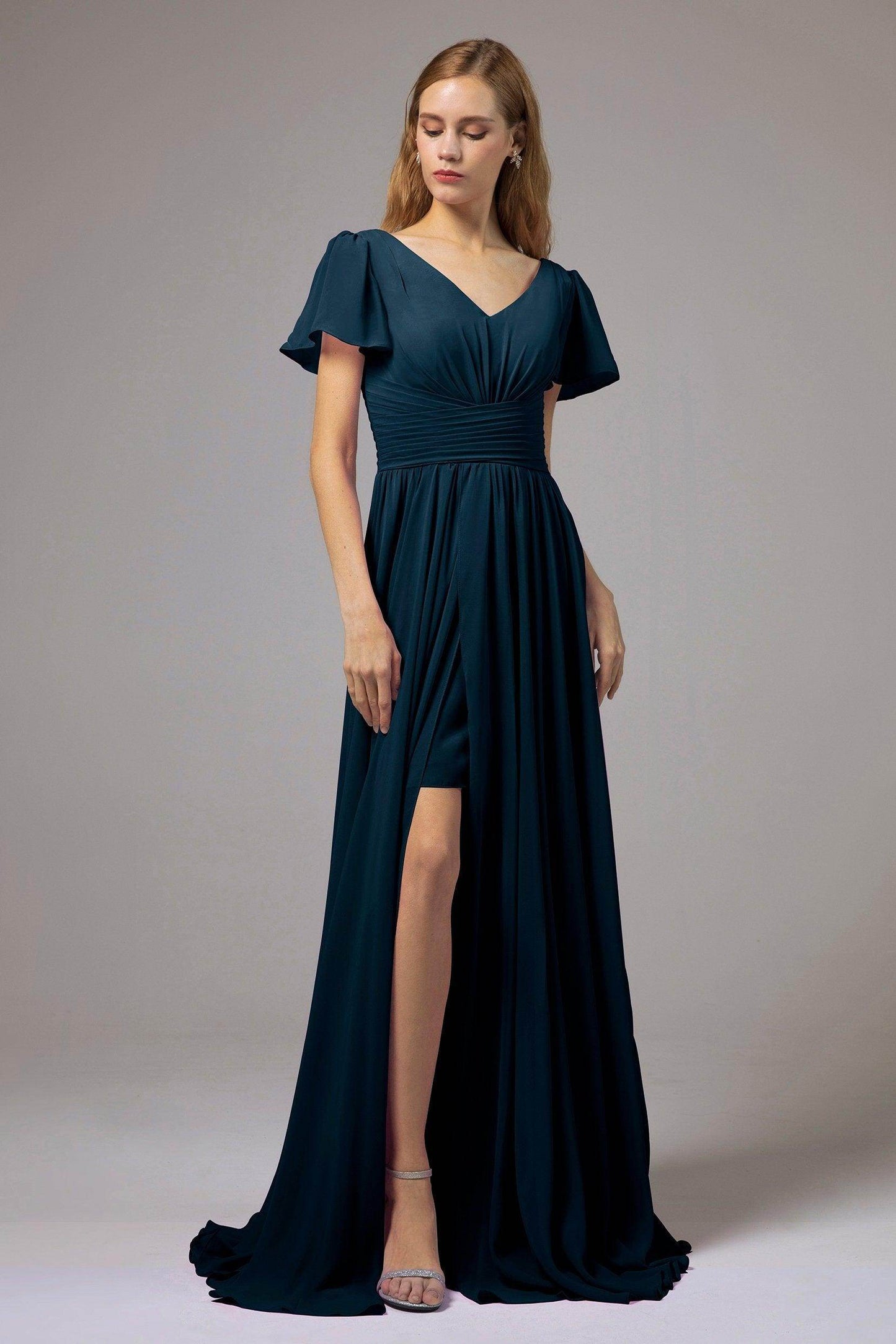 A-Line Floor Length Chiffon Bridesmaid Dress CB0396 - COCOMELODY