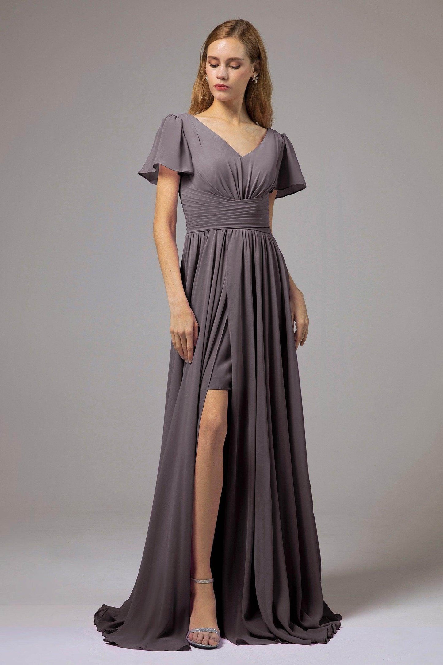 A-Line Floor Length Chiffon Bridesmaid Dress CB0396 - COCOMELODY