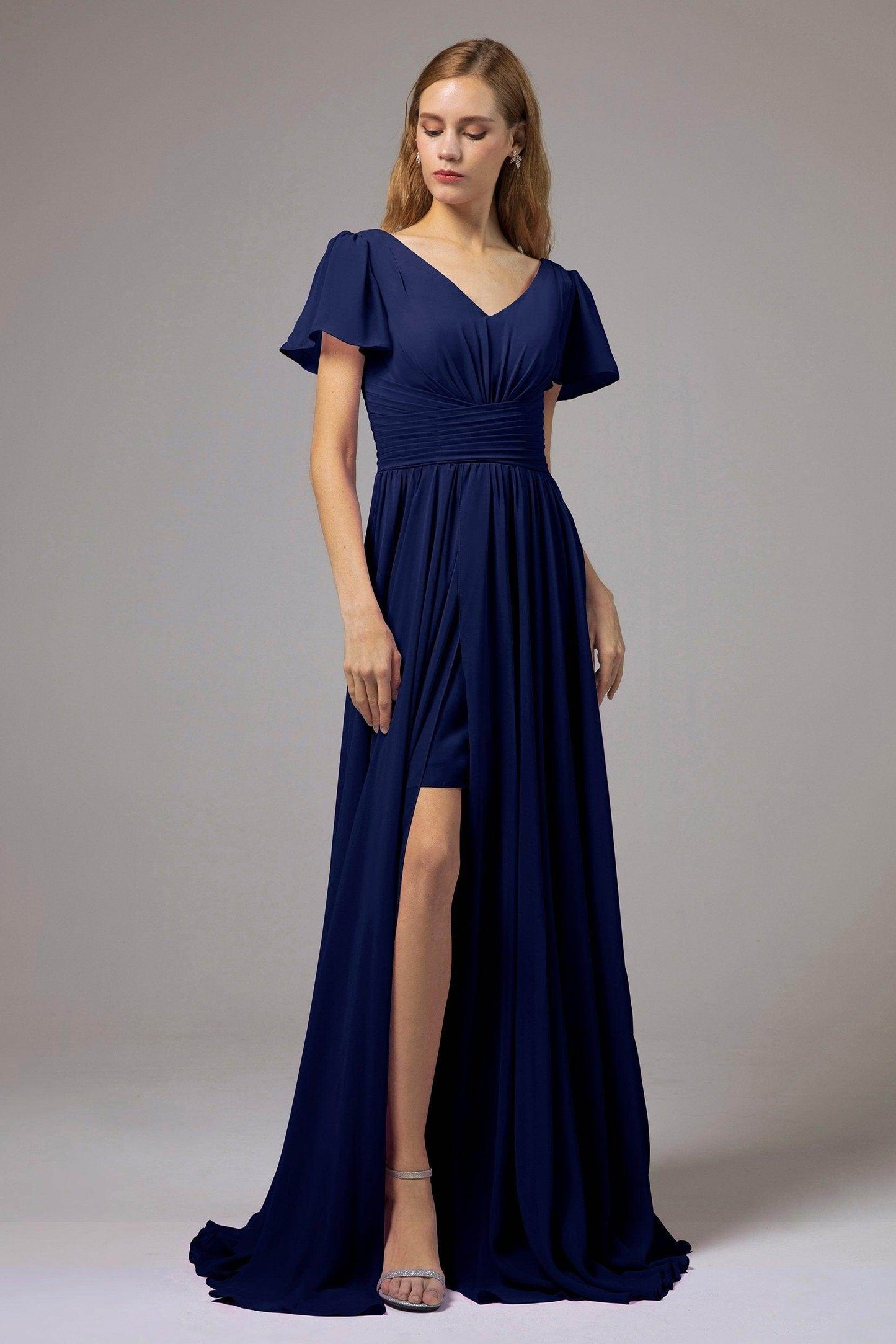 A-Line Floor Length Chiffon Bridesmaid Dress CB0396 - COCOMELODY
