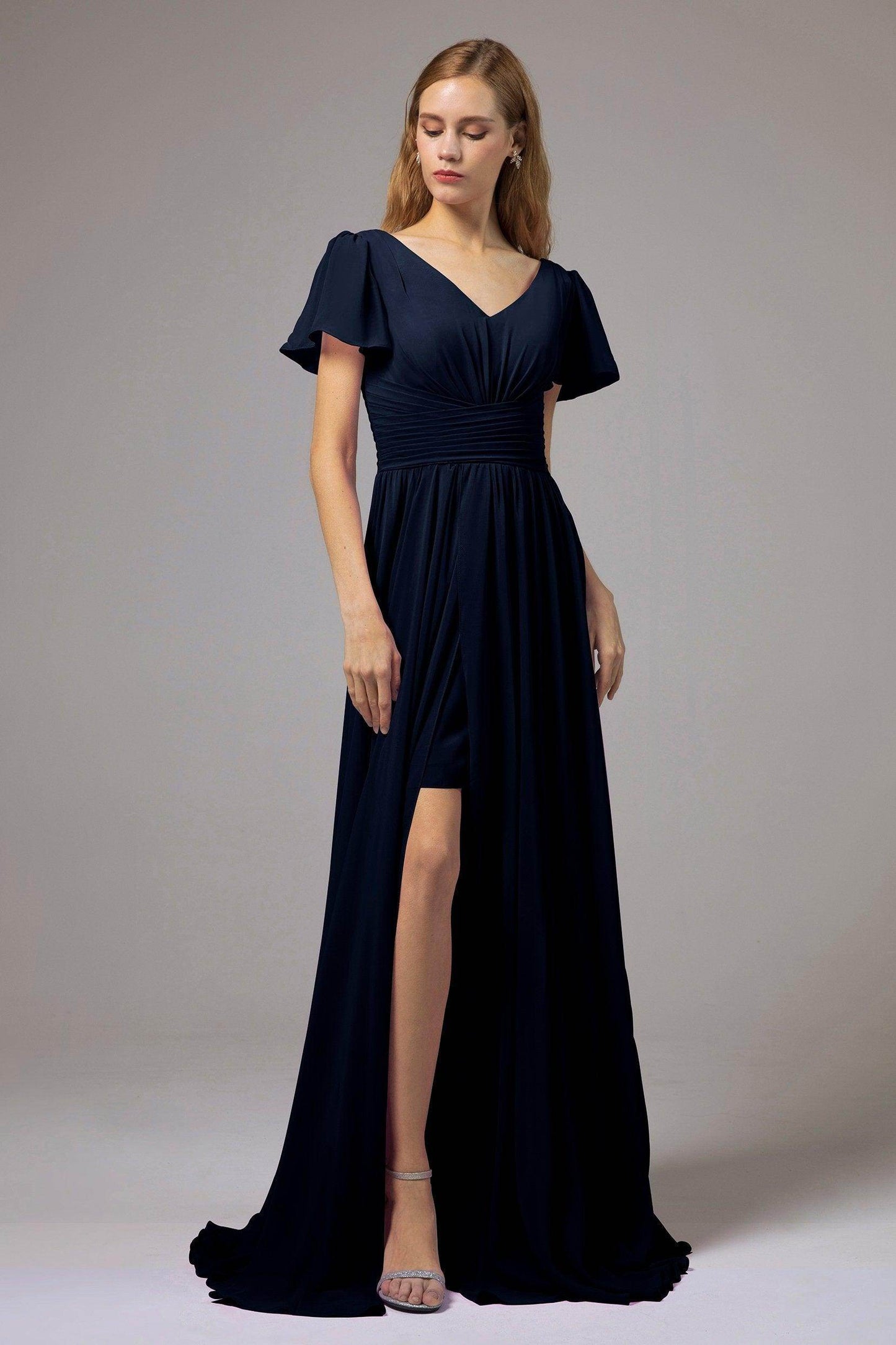 A-Line Floor Length Chiffon Bridesmaid Dress CB0396 - COCOMELODY