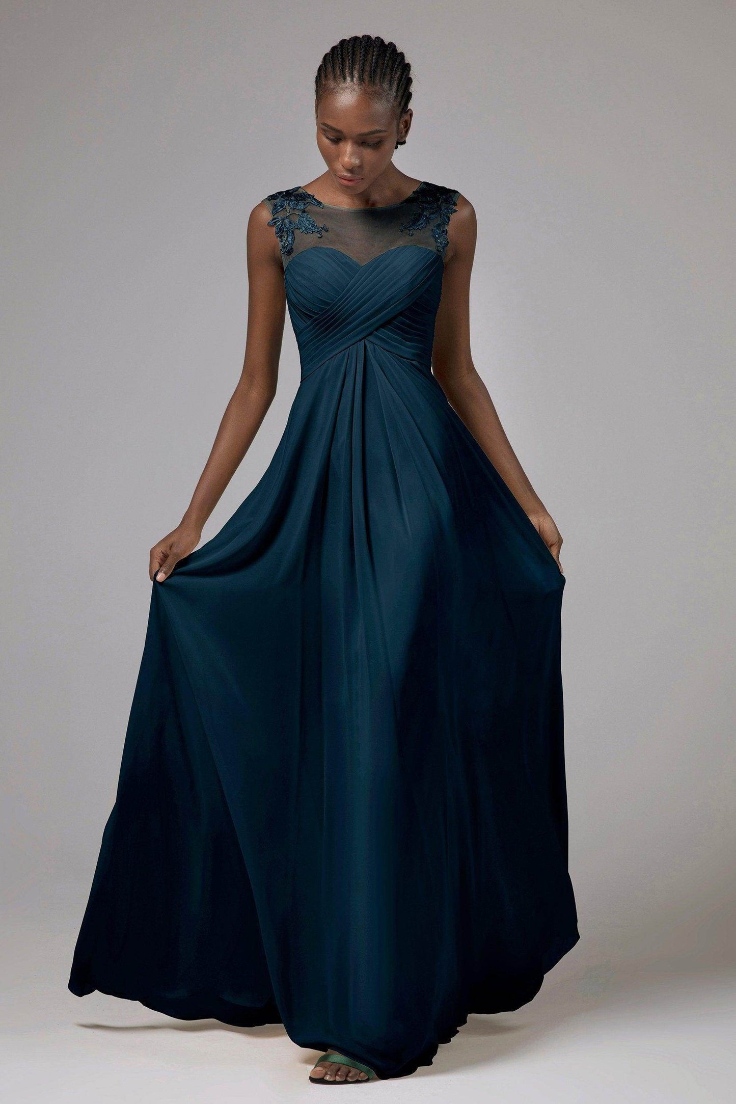 A-Line Floor Length Chiffon Bridesmaid Dress CB0397 - COCOMELODY