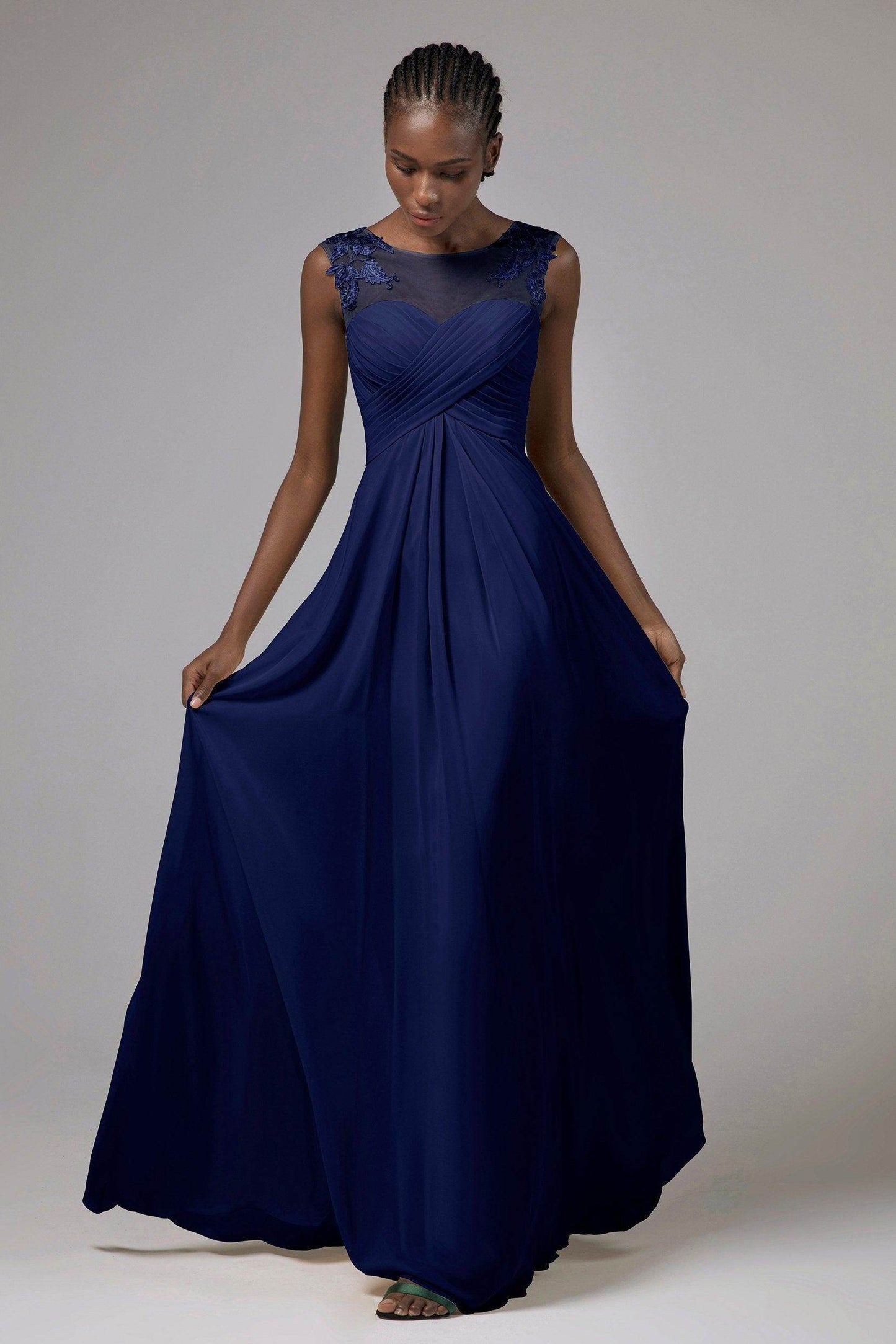 A-Line Floor Length Chiffon Bridesmaid Dress CB0397 - COCOMELODY