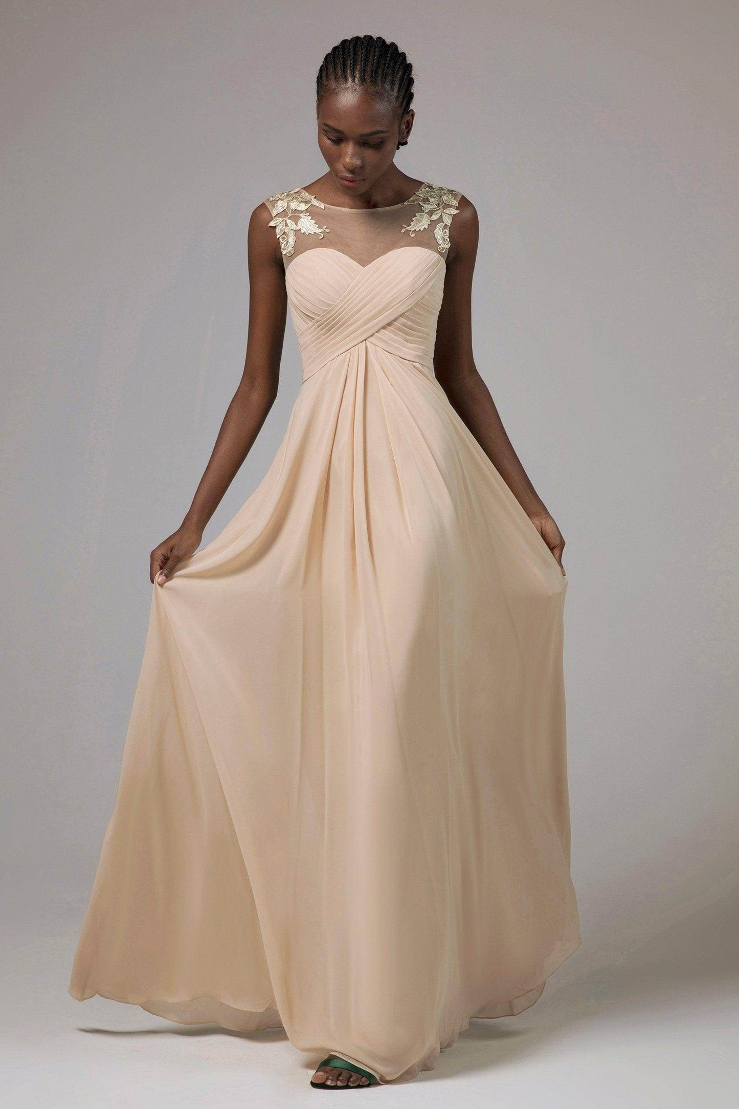 A-Line Floor Length Chiffon Bridesmaid Dress CB0397 - COCOMELODY