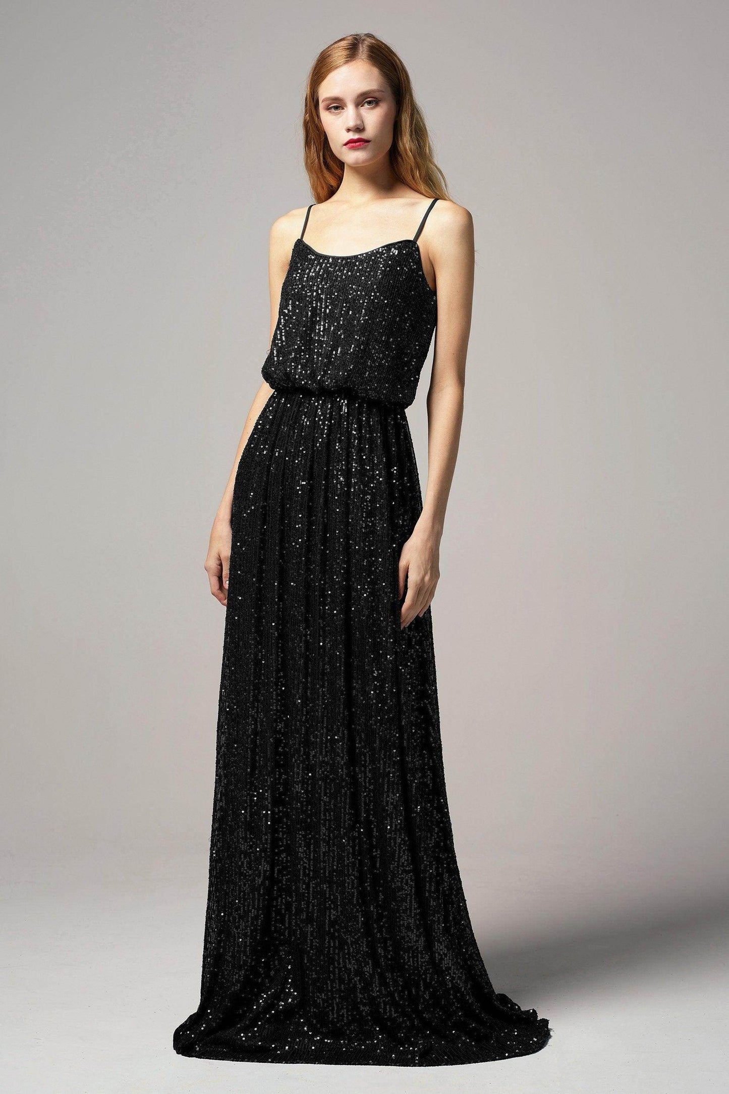 A-Line Floor Length Sequined Dress CB0407 - COCOMELODY