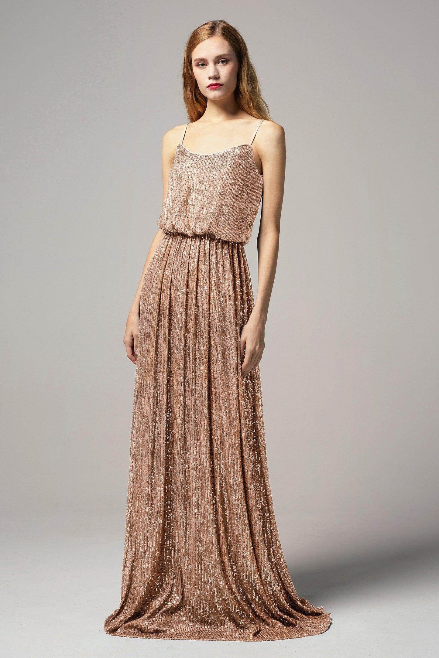 A-Line Floor Length Sequined Dress CB0407 - COCOMELODY