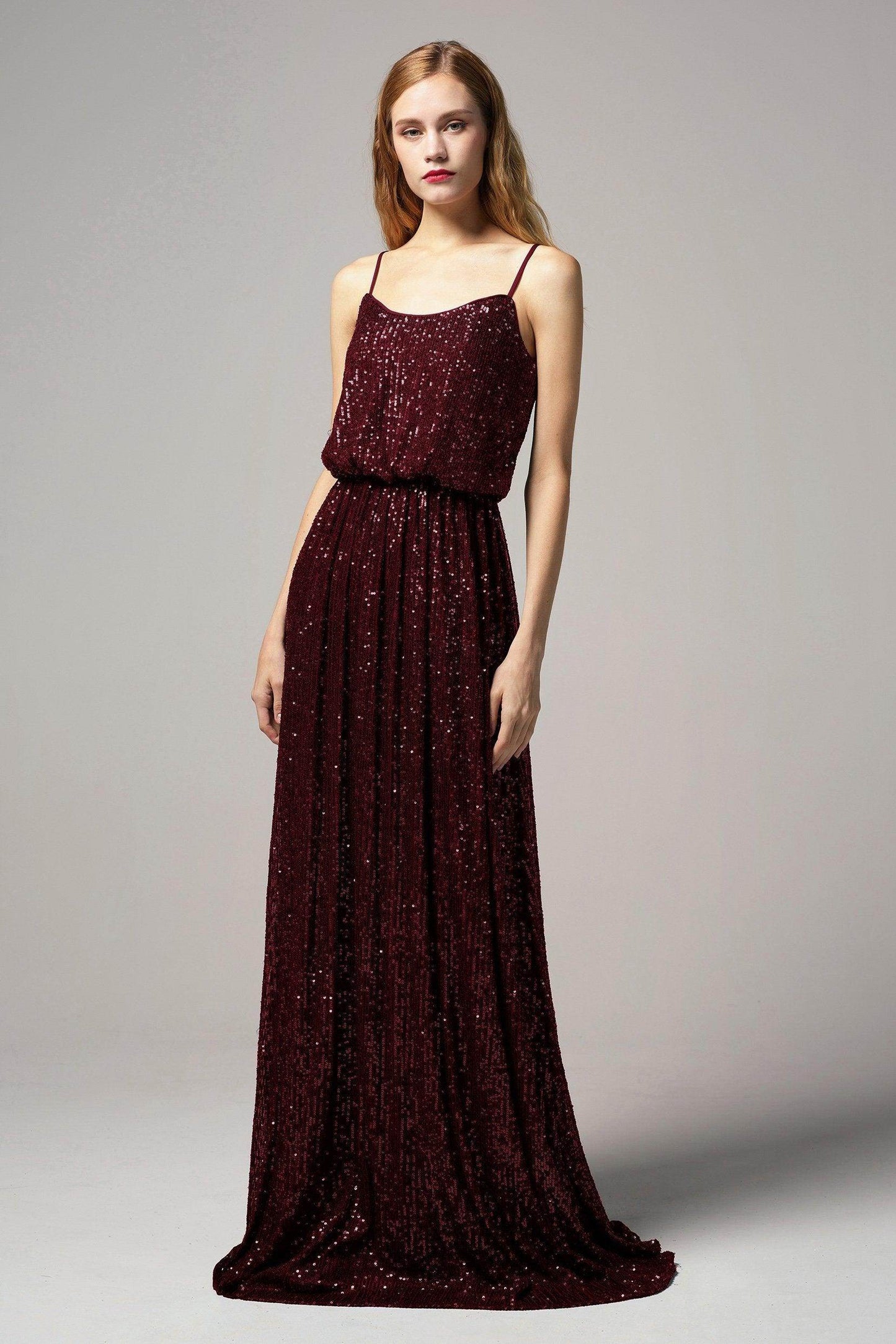 A-Line Floor Length Sequined Dress CB0407 - COCOMELODY