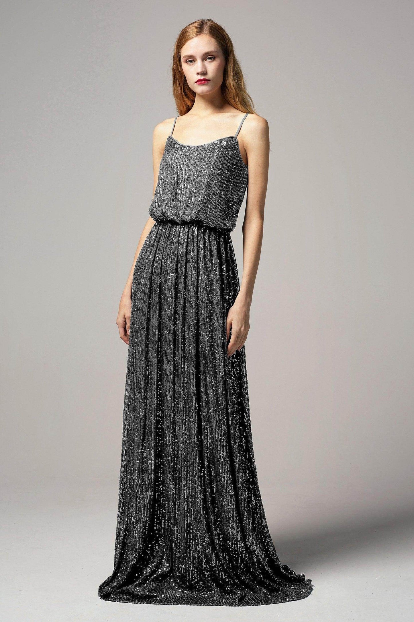 A-Line Floor Length Sequined Dress CB0407 - COCOMELODY