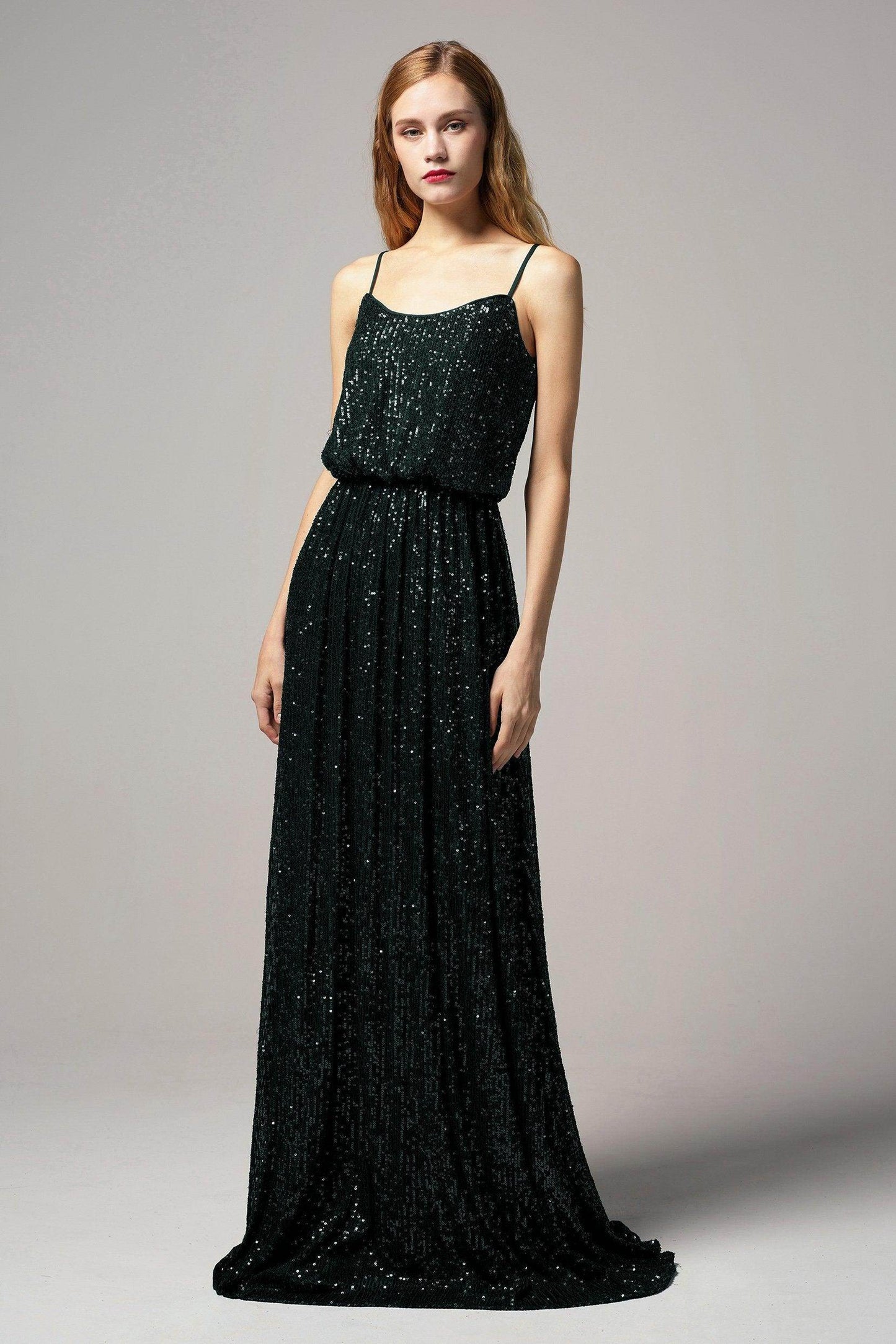 A-Line Floor Length Sequined Dress CB0407 - COCOMELODY