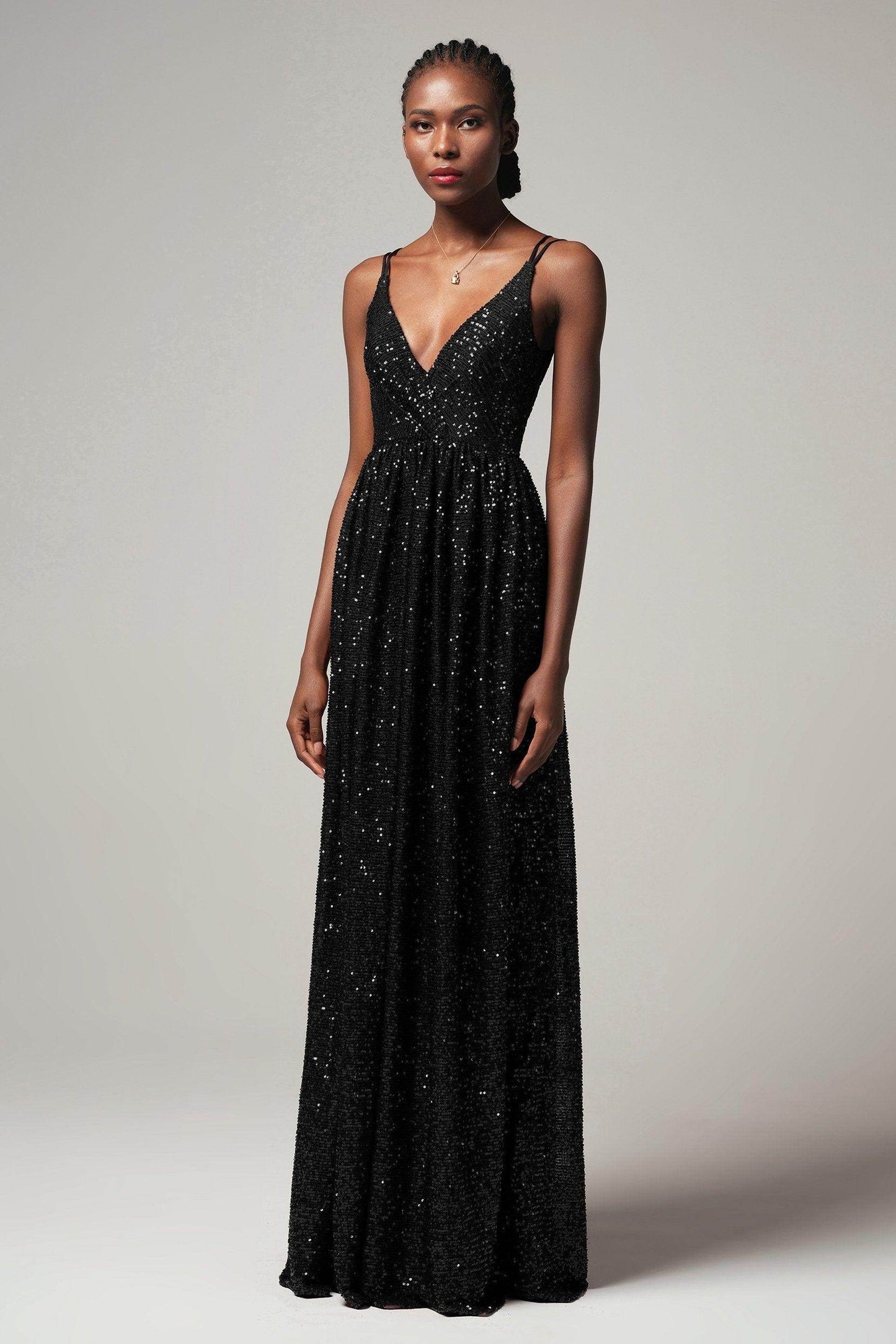 A-Line Floor Length Sequined Dress CB0408 - COCOMELODY