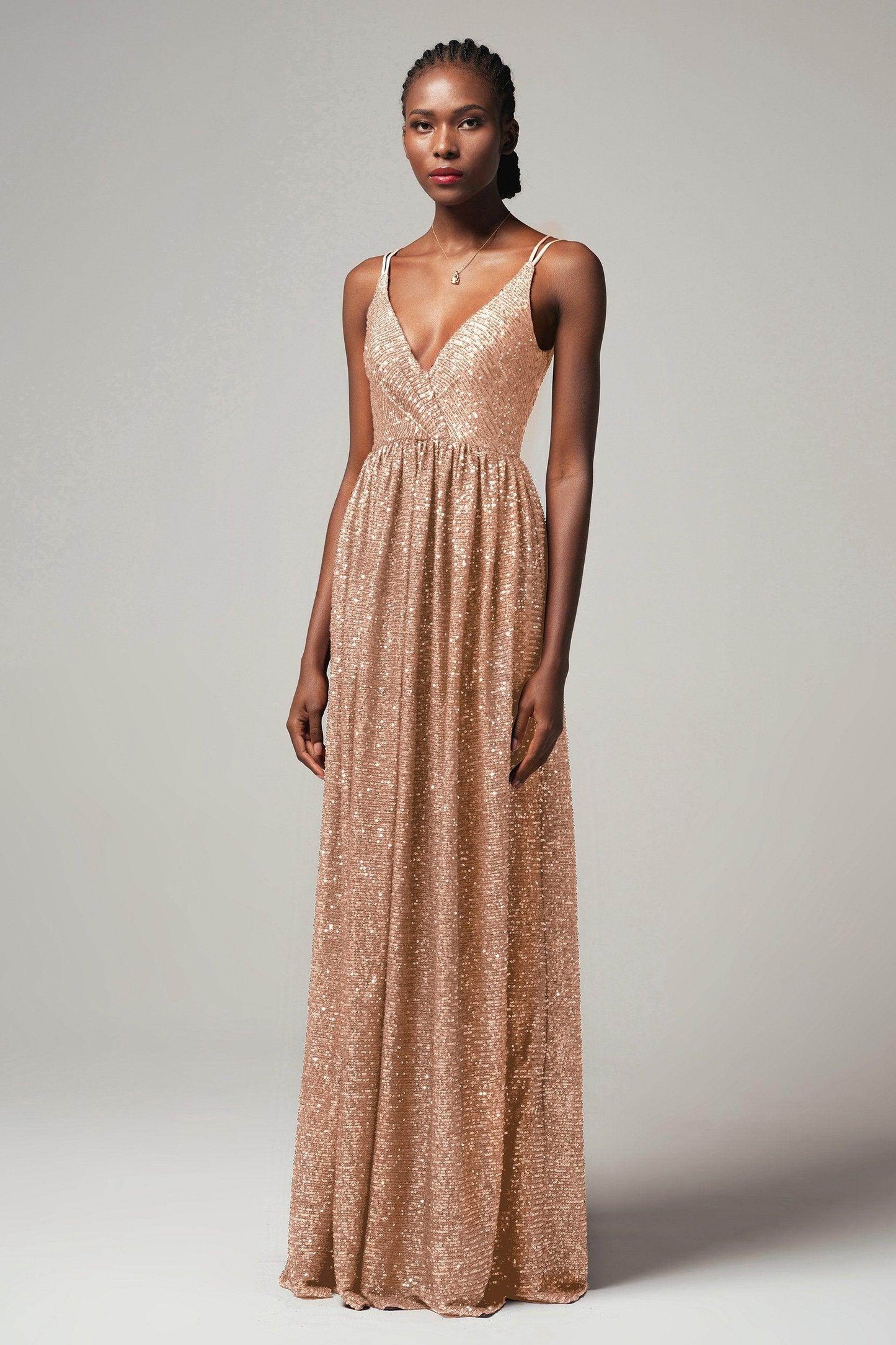 A-Line Floor Length Sequined Dress CB0408 - COCOMELODY