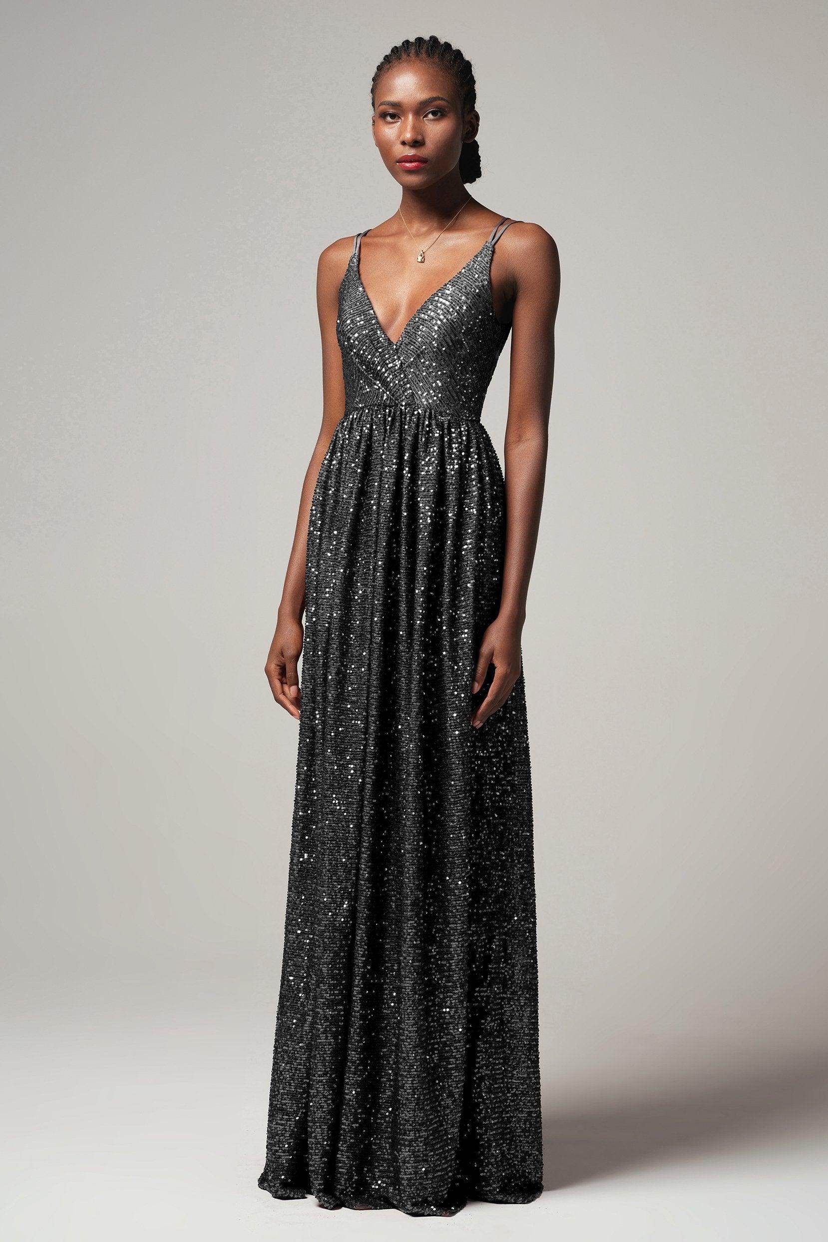 A-Line Floor Length Sequined Dress CB0408 - COCOMELODY