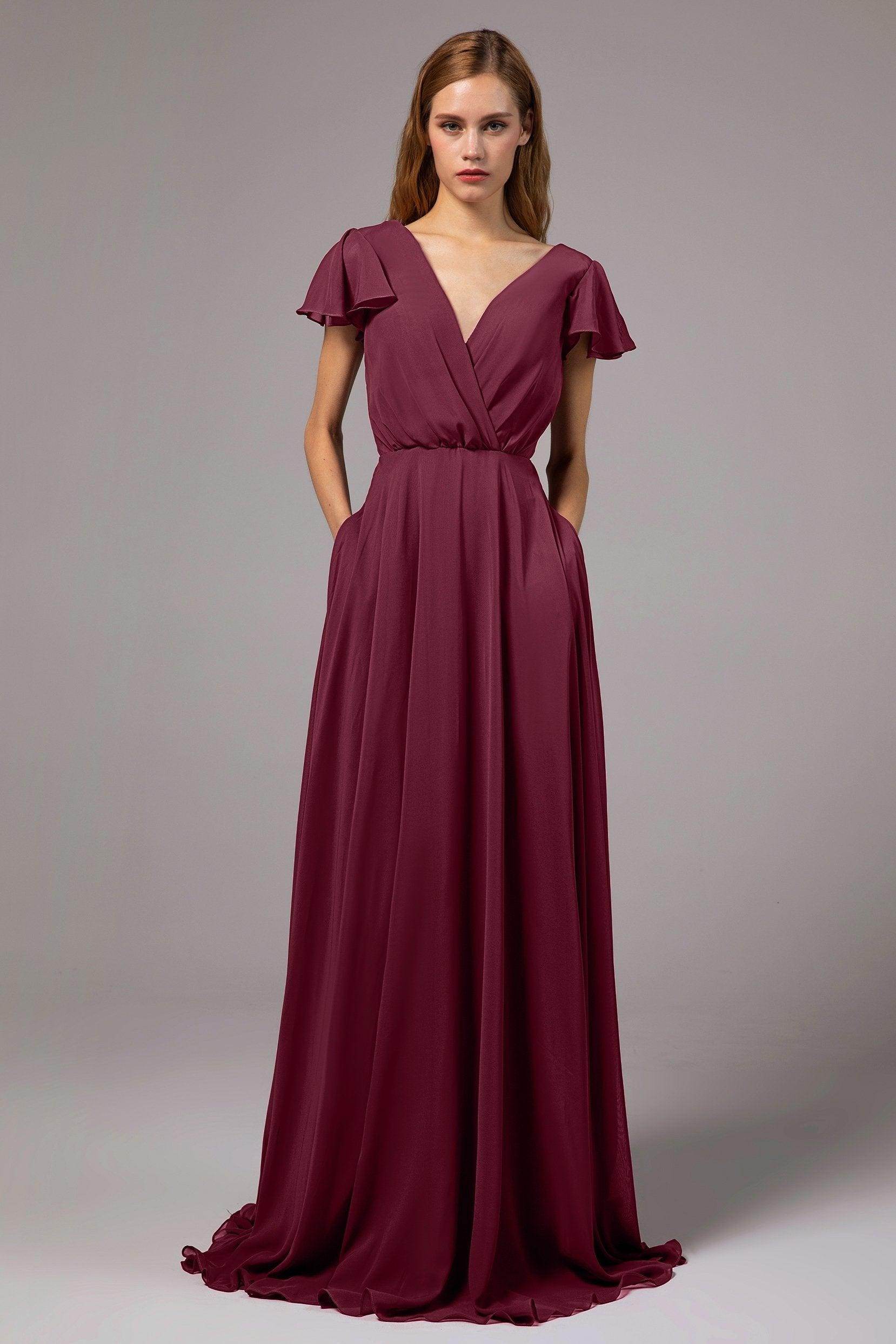 A-Line Floor Length Chiffon Bridesmaid Dress CB0410 - COCOMELODY