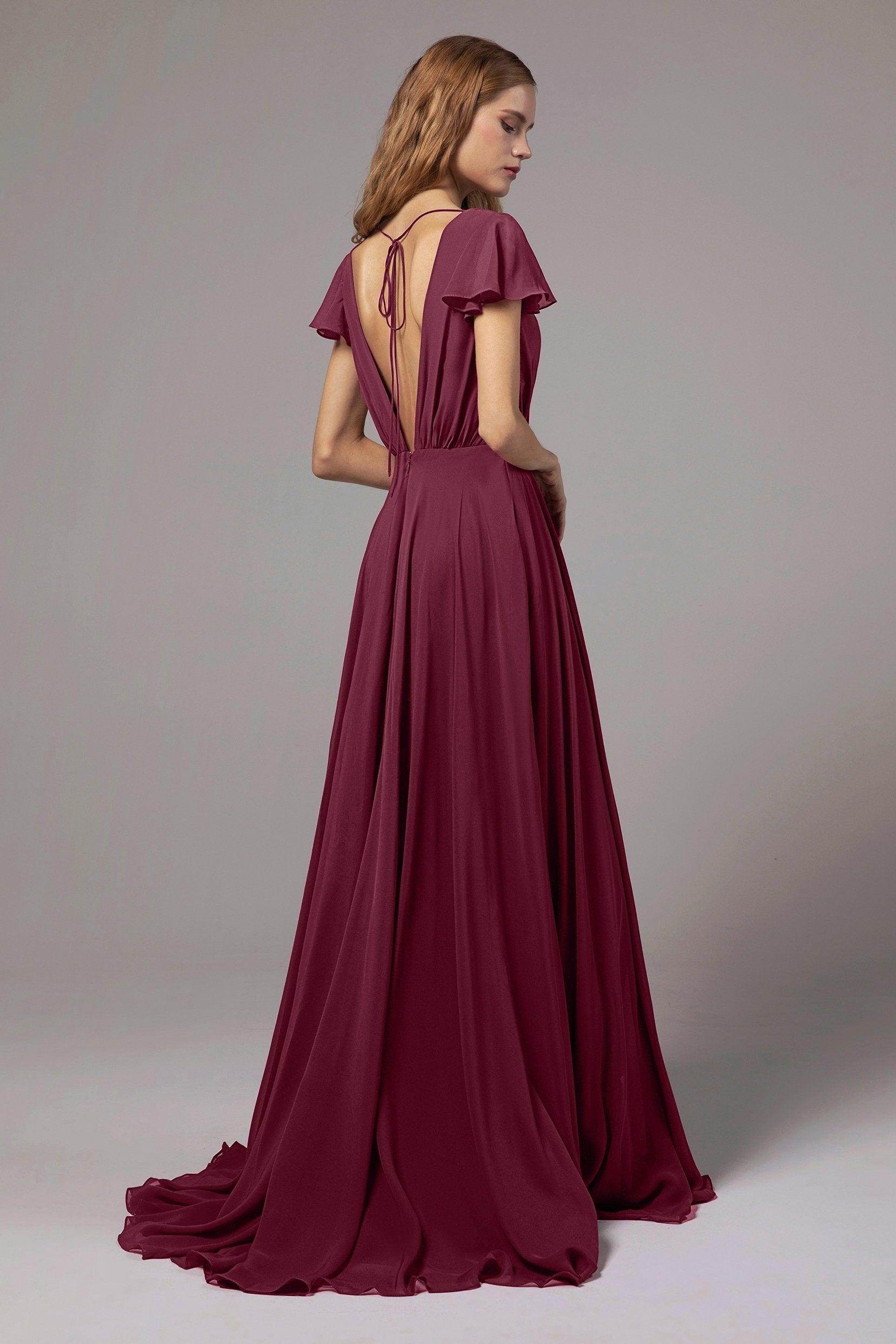A-Line Floor Length Chiffon Bridesmaid Dress CB0410 - COCOMELODY