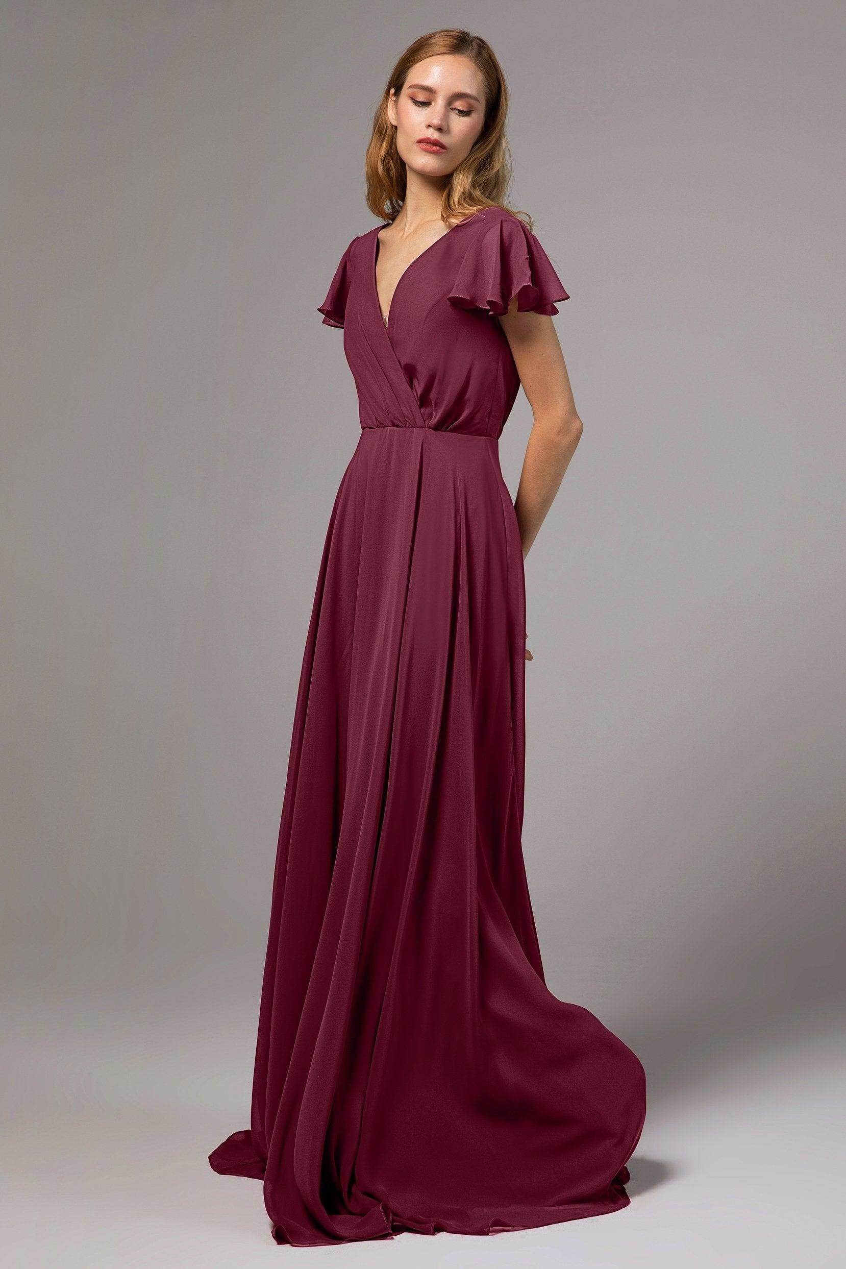 A-Line Floor Length Chiffon Bridesmaid Dress CB0410 - COCOMELODY