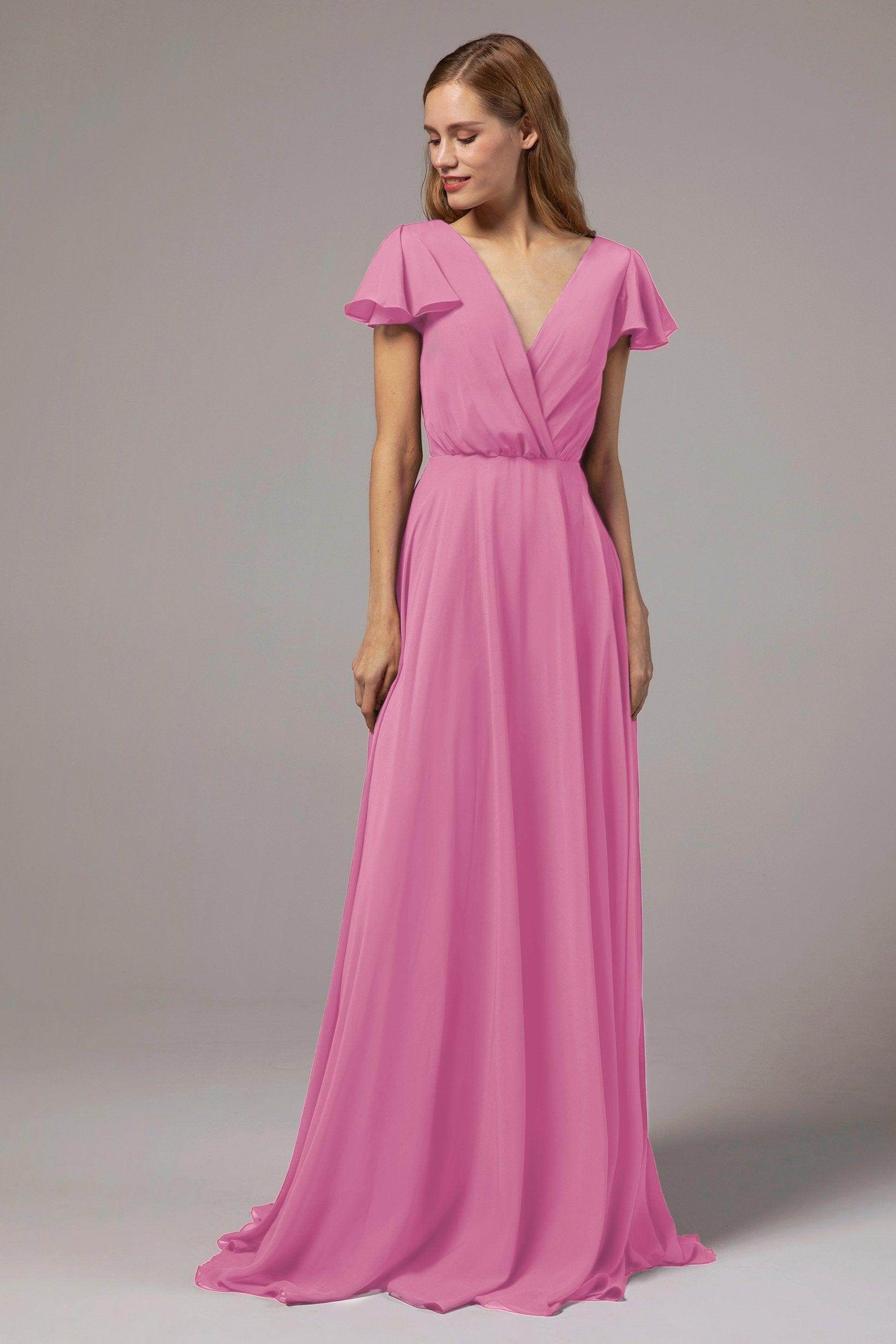 A-Line Floor Length Chiffon Bridesmaid Dress CB0410 - COCOMELODY