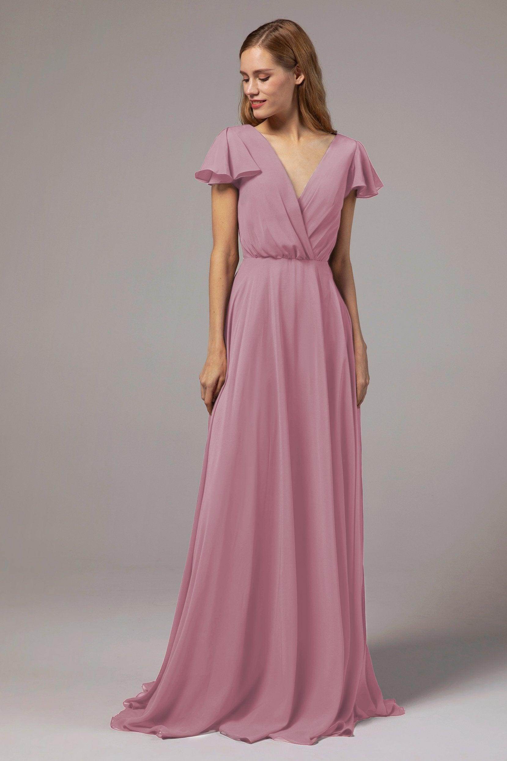 A-Line Floor Length Chiffon Bridesmaid Dress CB0410 - COCOMELODY