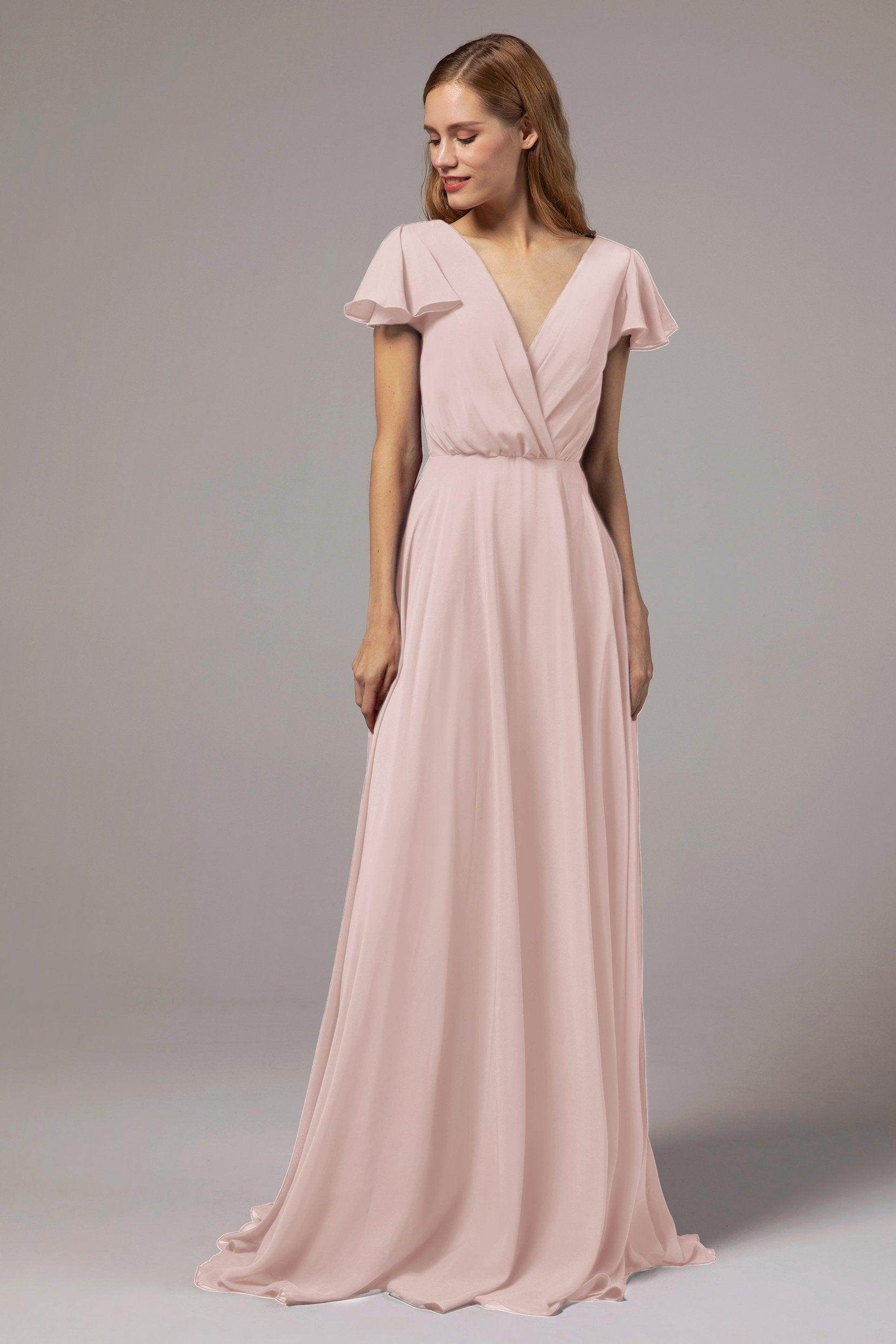 A-Line Floor Length Chiffon Bridesmaid Dress CB0410 - COCOMELODY