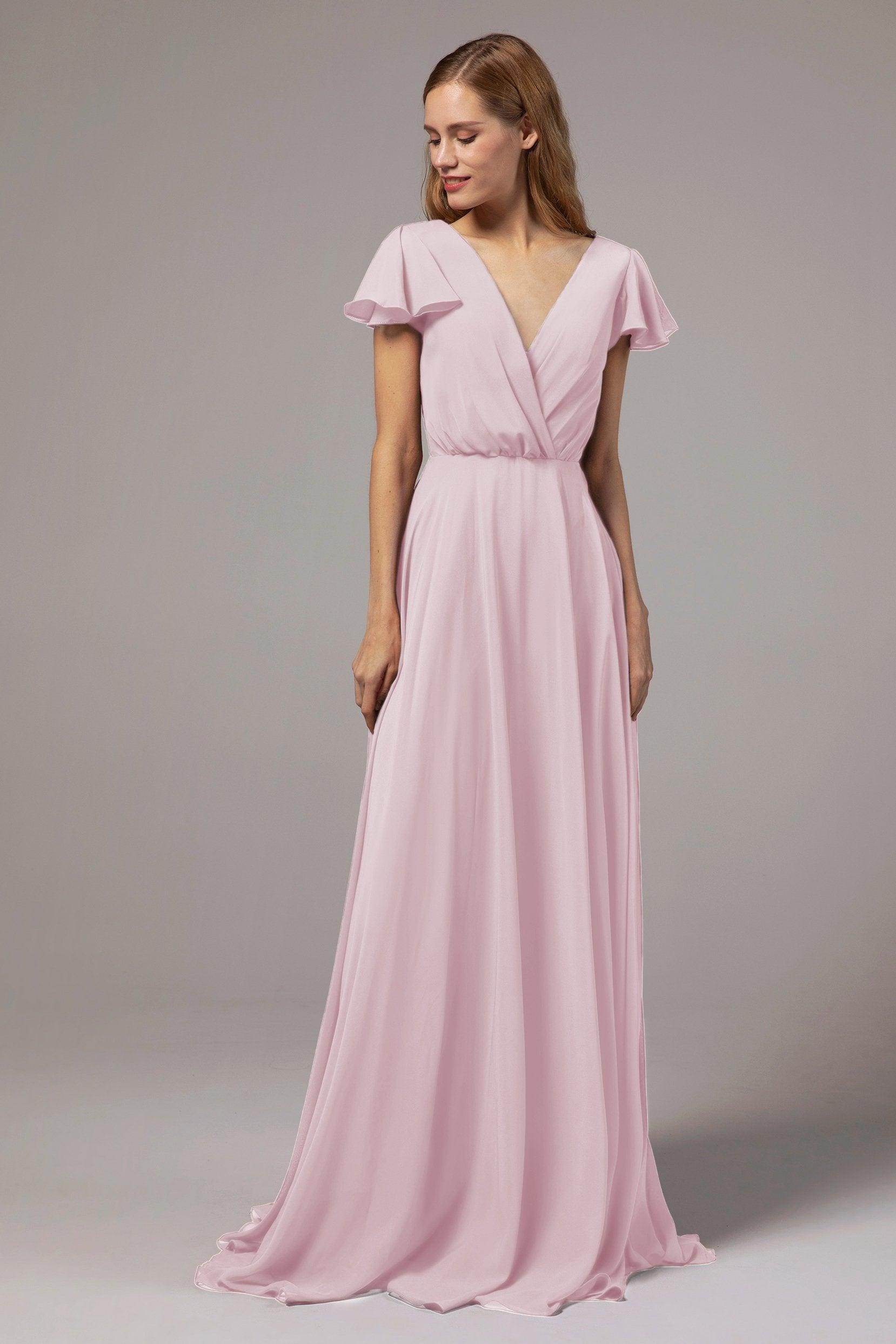A-Line Floor Length Chiffon Bridesmaid Dress CB0410 - COCOMELODY