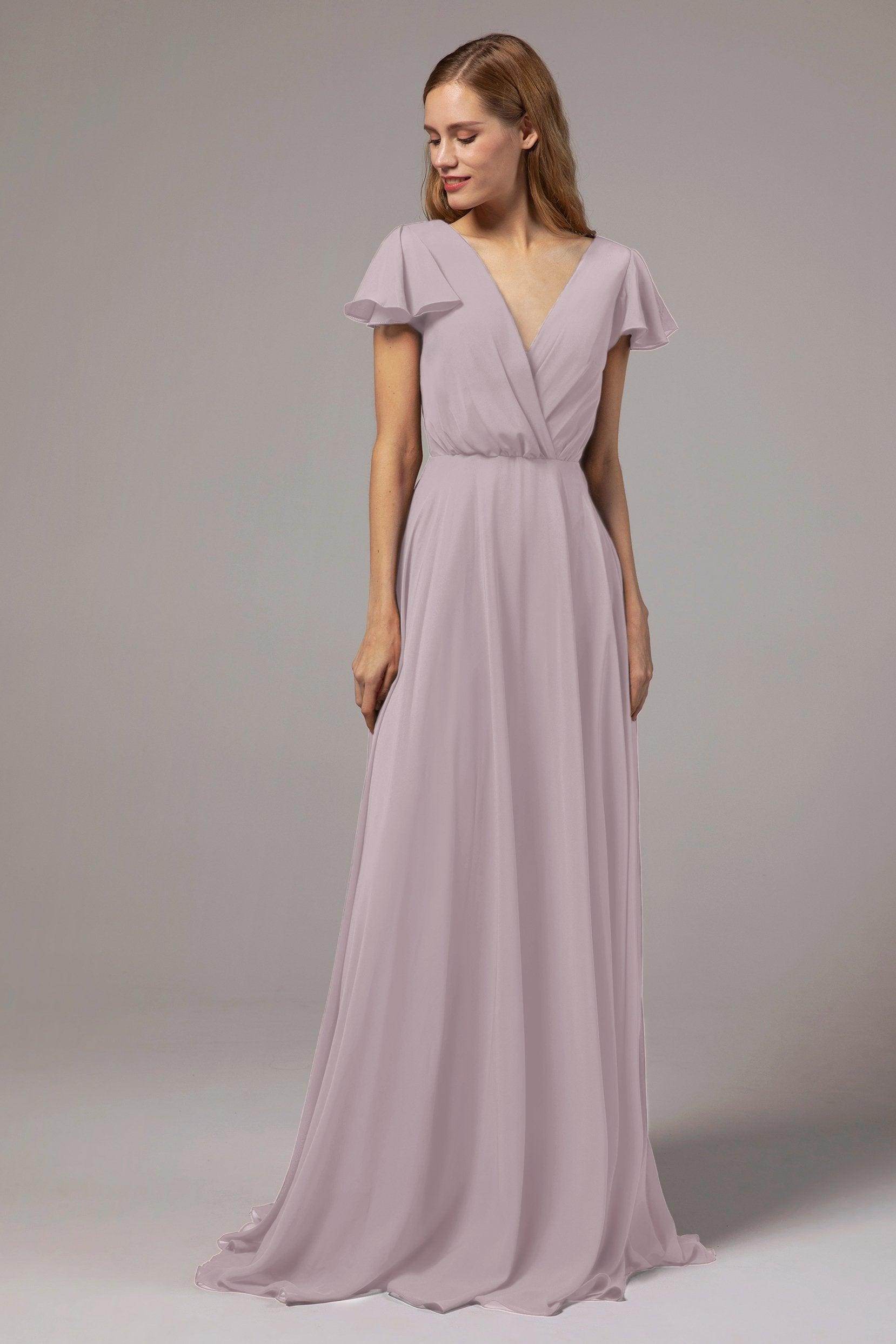 A-Line Floor Length Chiffon Bridesmaid Dress CB0410 - COCOMELODY