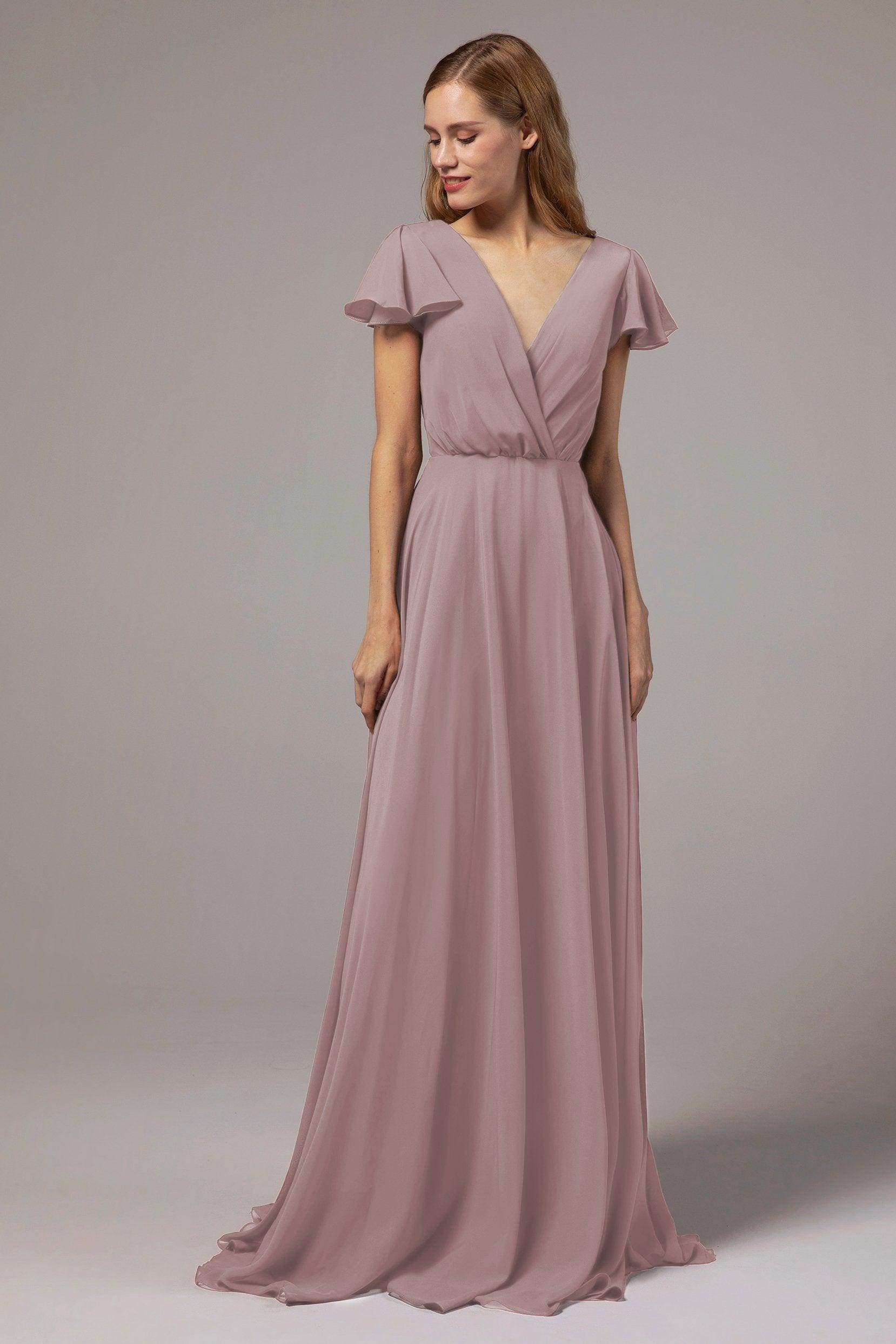 A-Line Floor Length Chiffon Bridesmaid Dress CB0410 - COCOMELODY