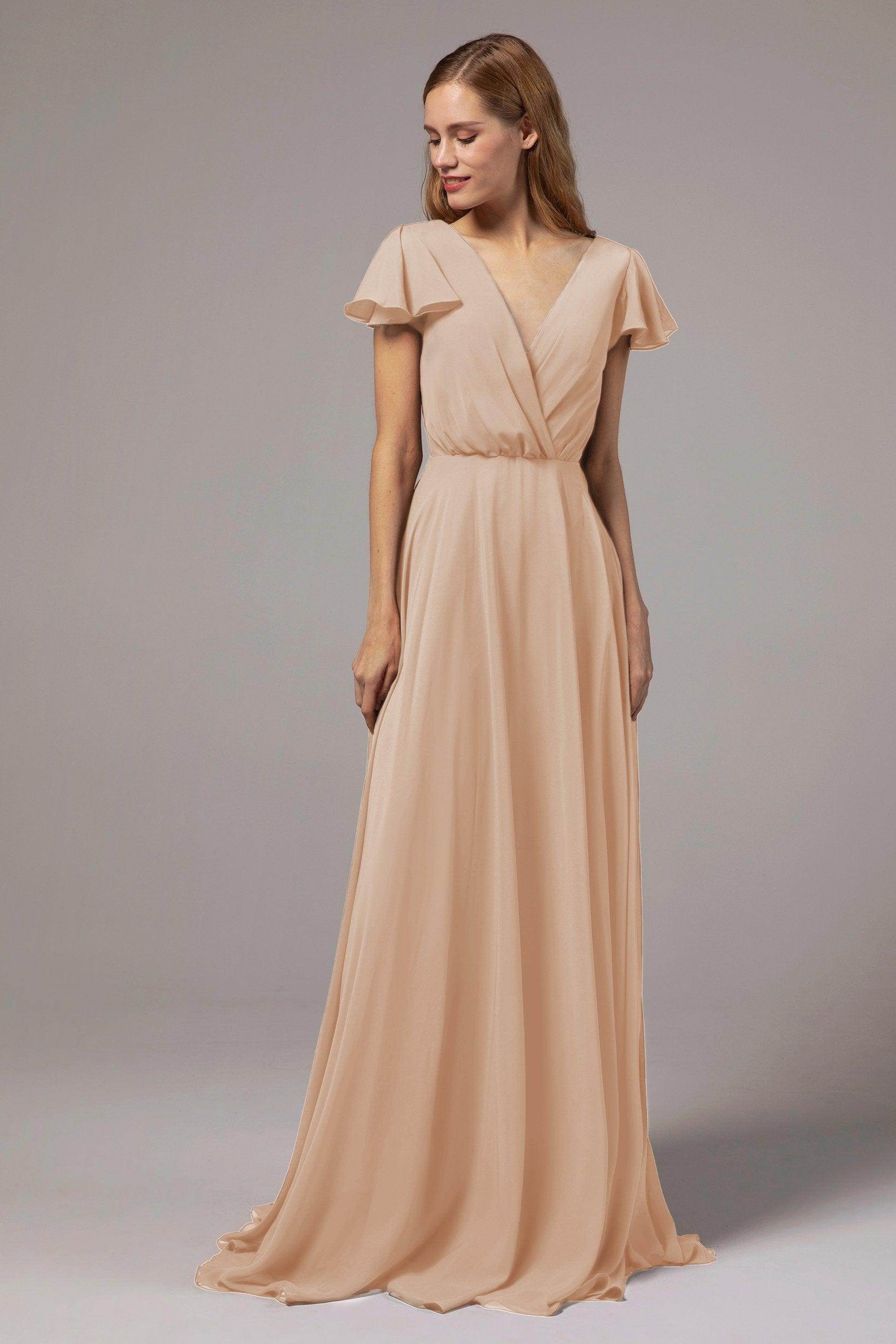 A-Line Floor Length Chiffon Bridesmaid Dress CB0410 - COCOMELODY