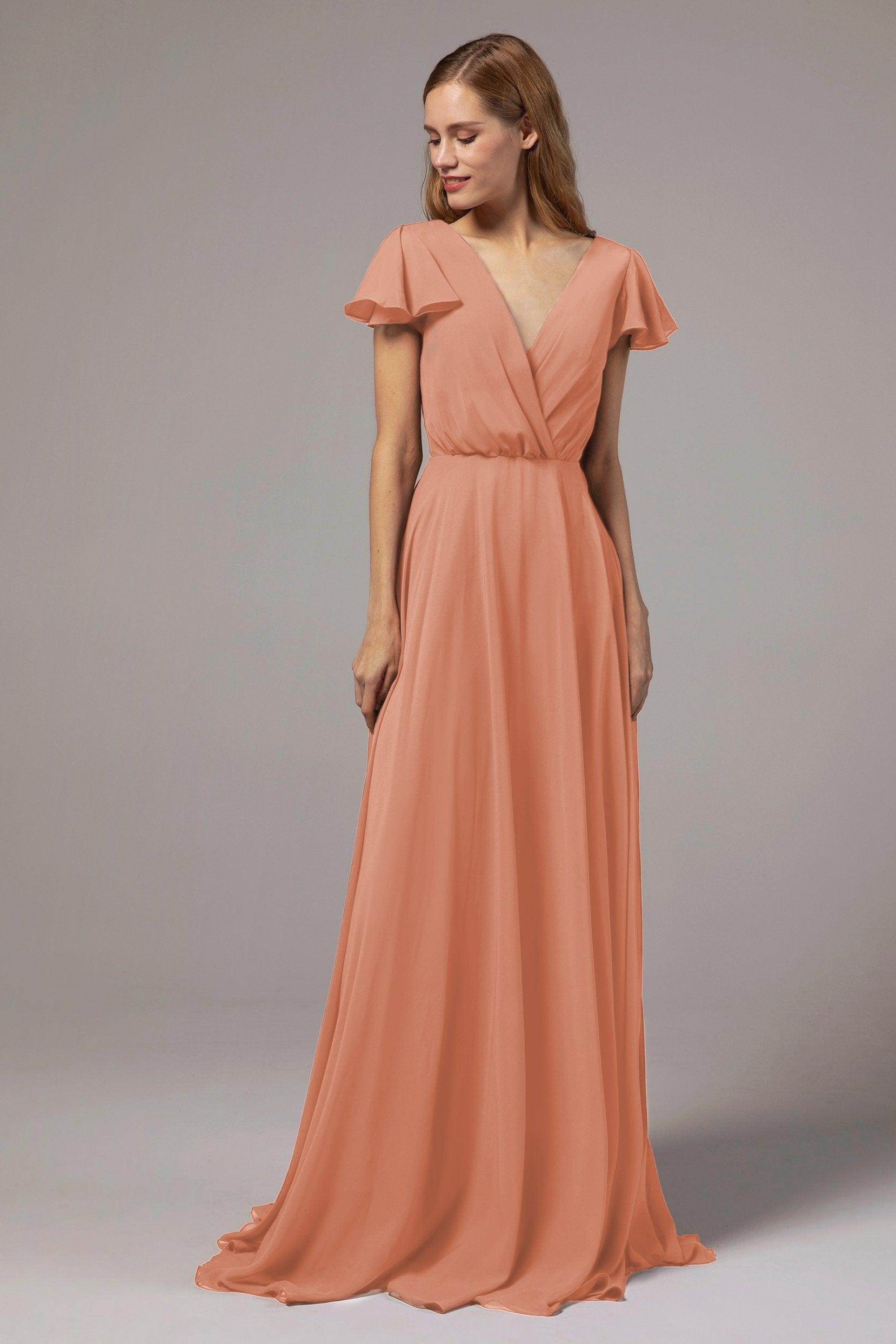 A-Line Floor Length Chiffon Bridesmaid Dress CB0410 - COCOMELODY