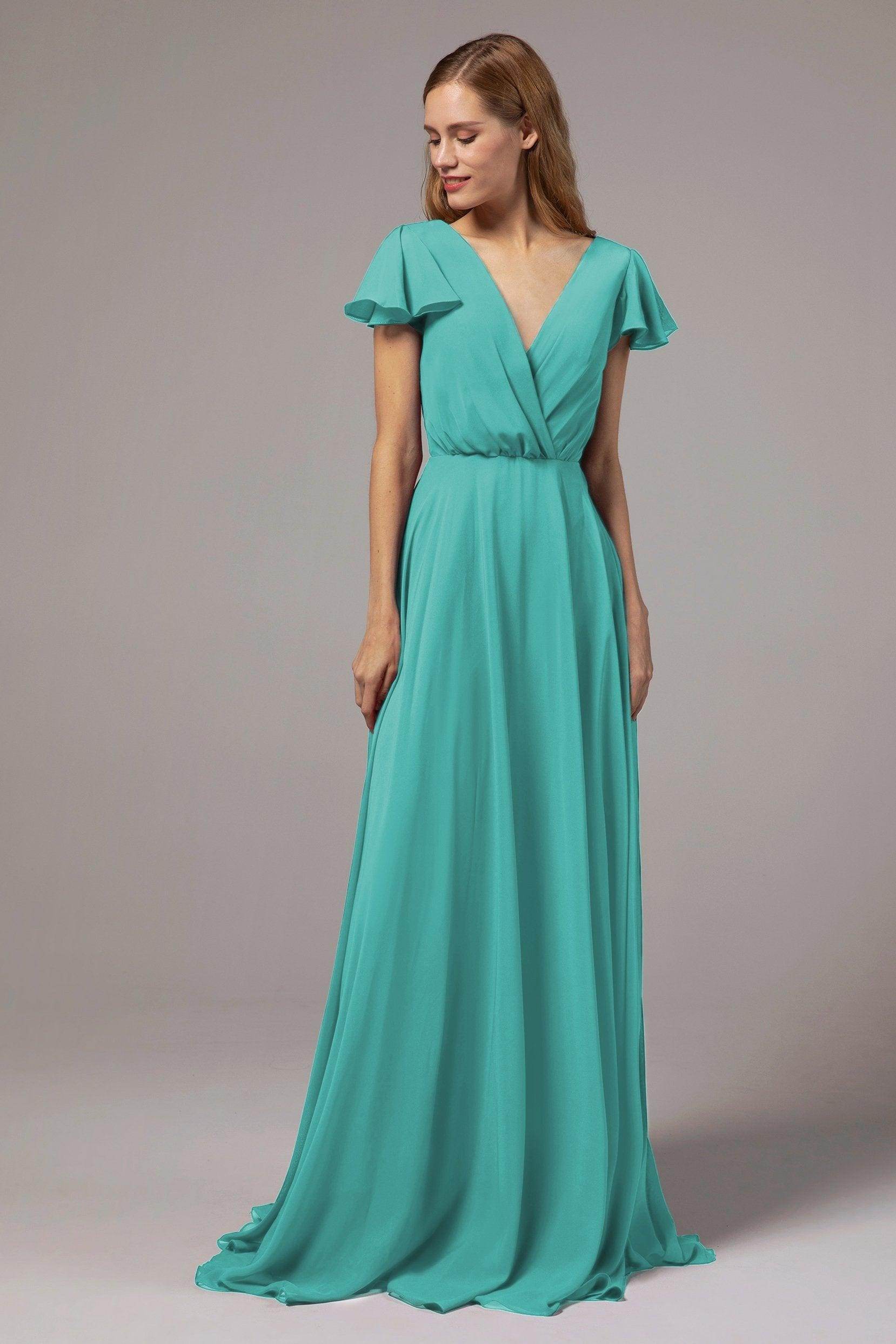 A-Line Floor Length Chiffon Bridesmaid Dress CB0410 - COCOMELODY