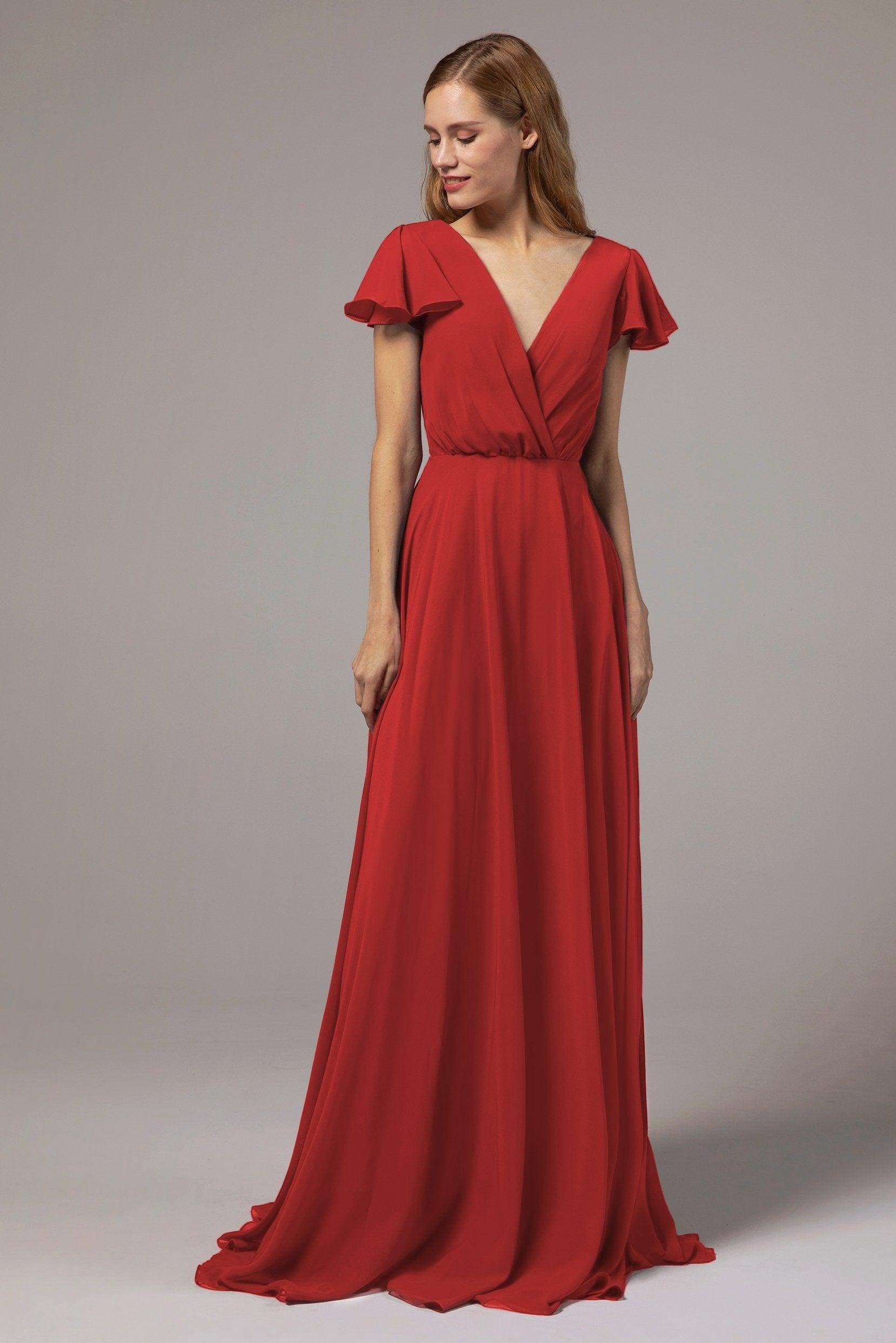 A-Line Floor Length Chiffon Bridesmaid Dress CB0410 - COCOMELODY