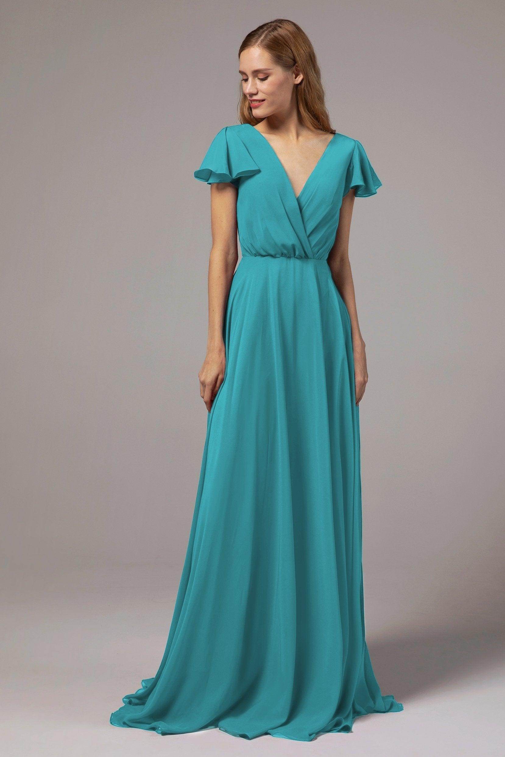 A-Line Floor Length Chiffon Bridesmaid Dress CB0410 - COCOMELODY