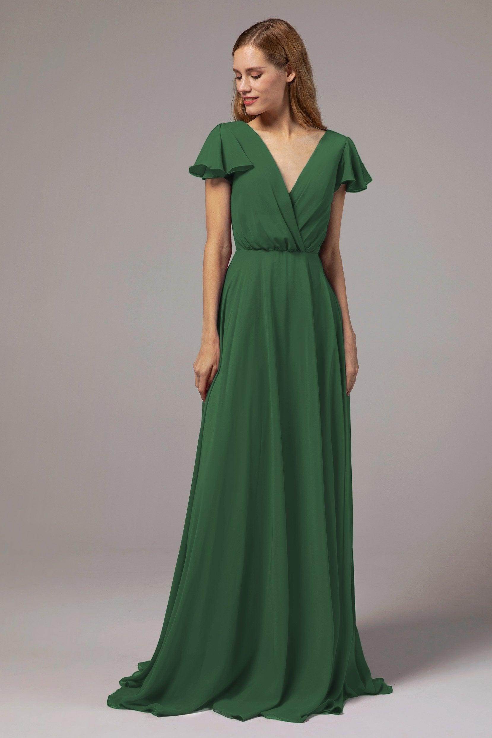 A-Line Floor Length Chiffon Bridesmaid Dress CB0410 - COCOMELODY