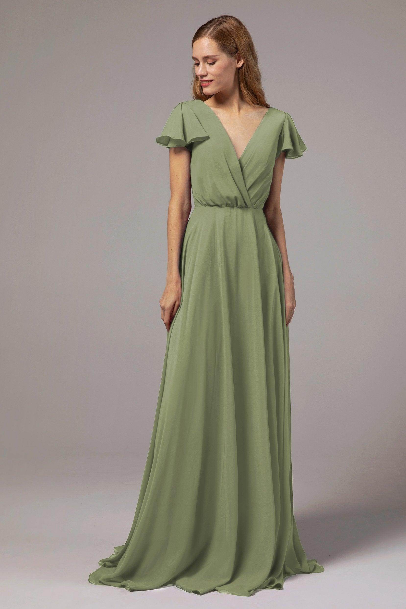 A-Line Floor Length Chiffon Bridesmaid Dress CB0410 - COCOMELODY