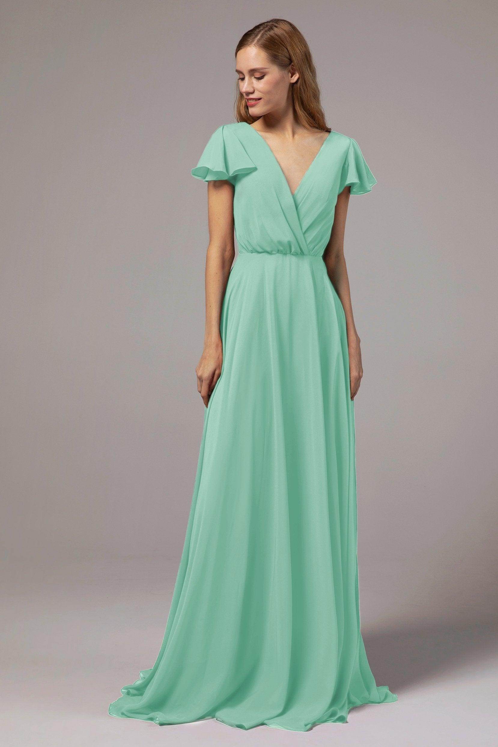 A-Line Floor Length Chiffon Bridesmaid Dress CB0410 - COCOMELODY