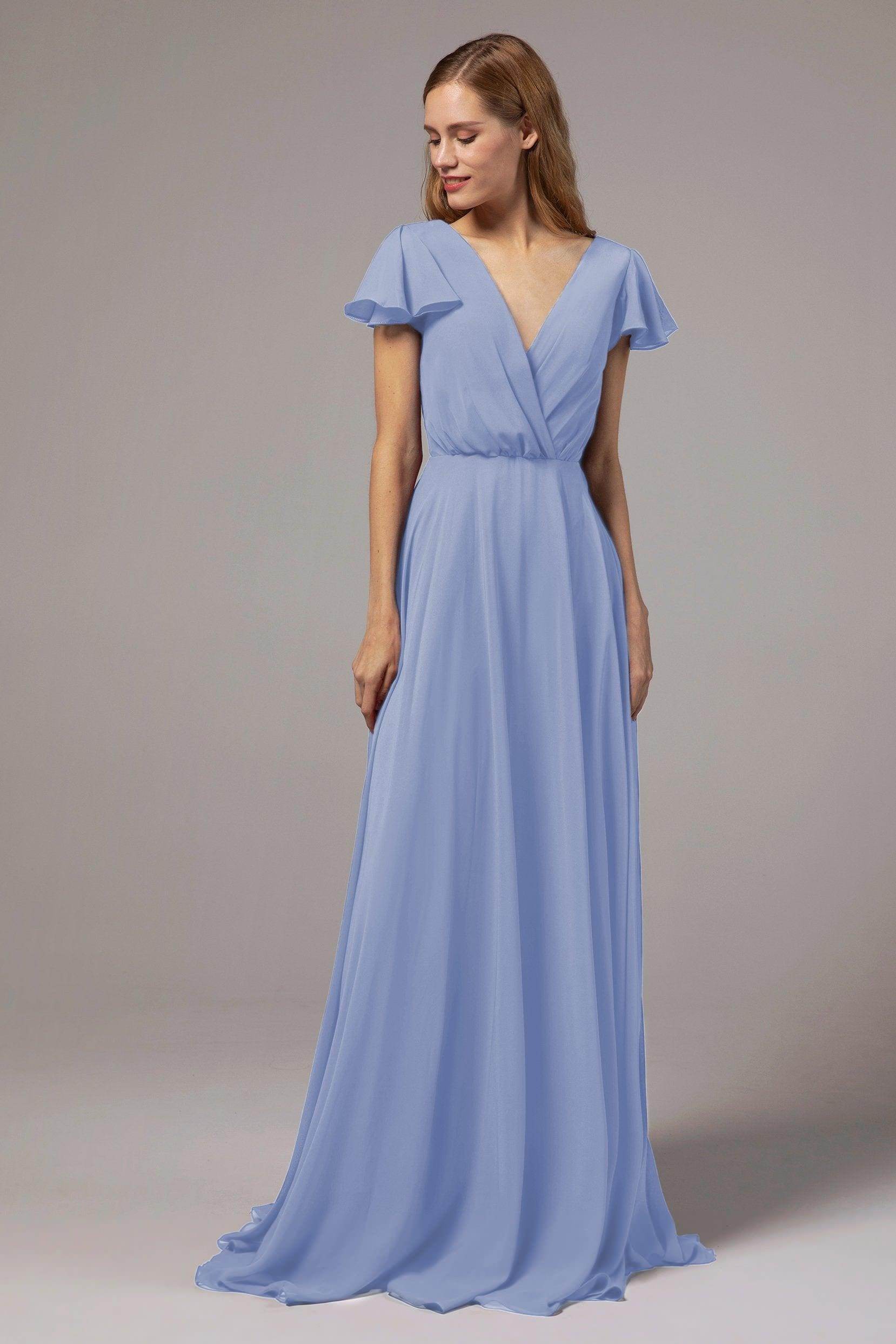 A-Line Floor Length Chiffon Bridesmaid Dress CB0410 - COCOMELODY