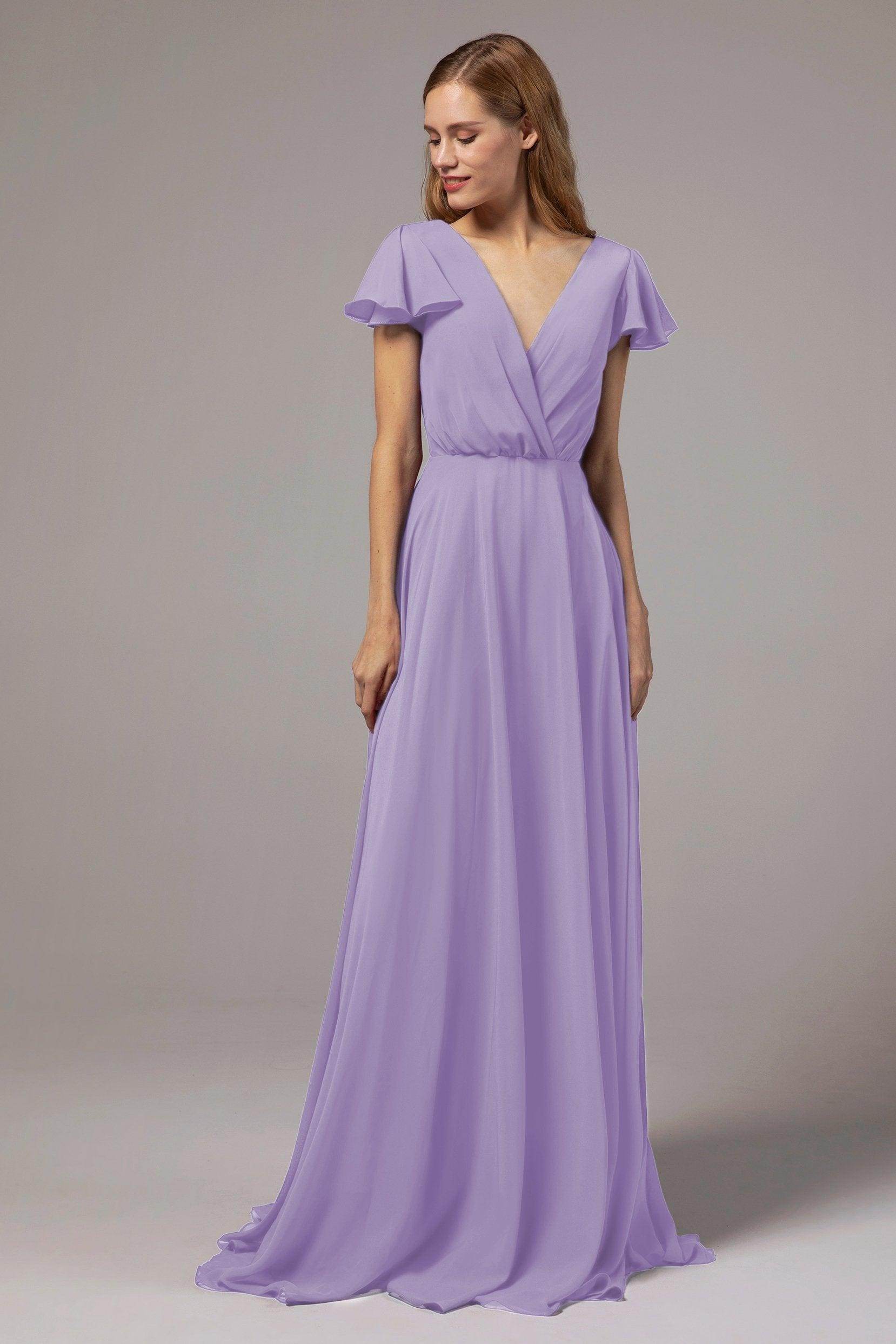 A-Line Floor Length Chiffon Bridesmaid Dress CB0410 - COCOMELODY