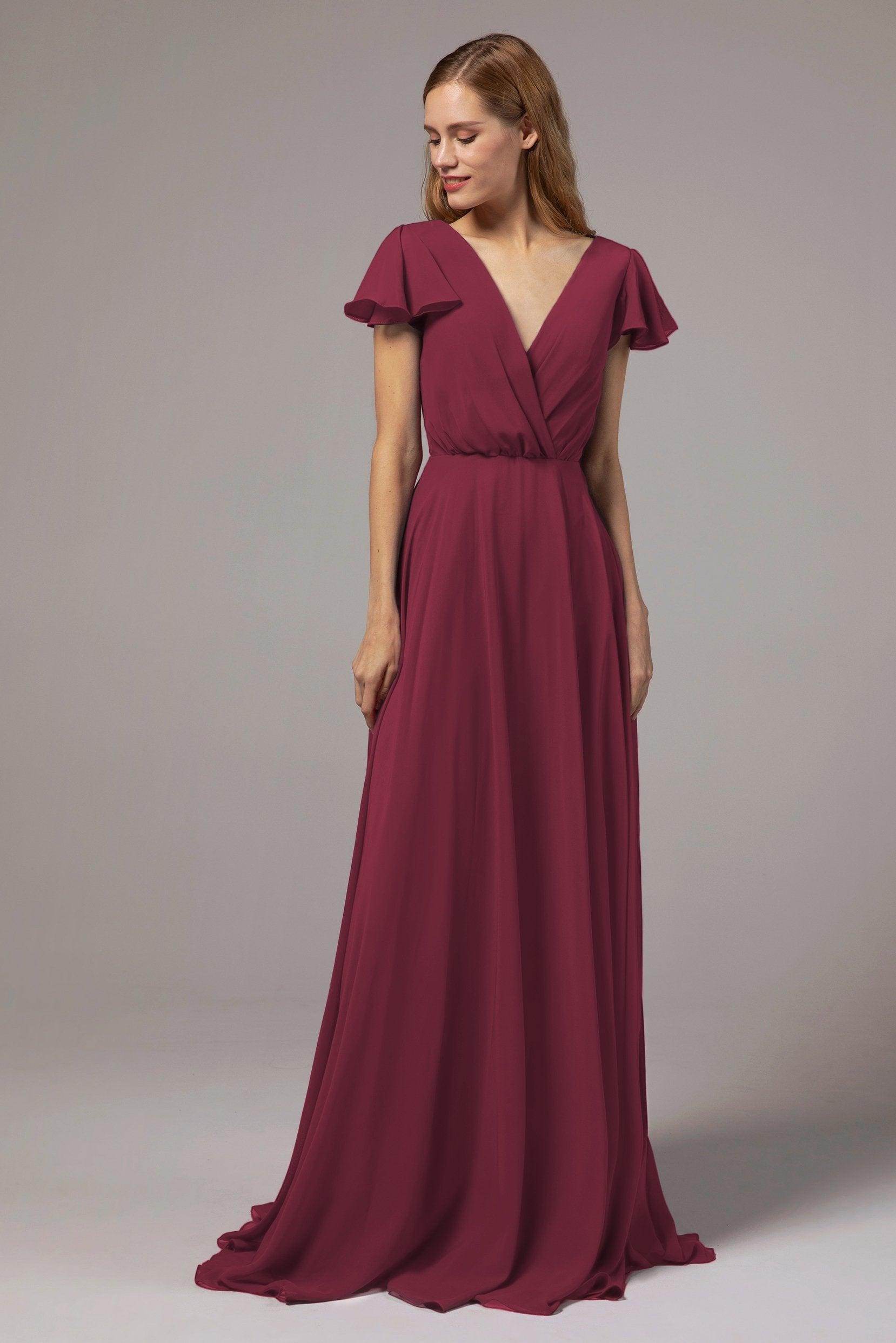 A-Line Floor Length Chiffon Bridesmaid Dress CB0410 - COCOMELODY