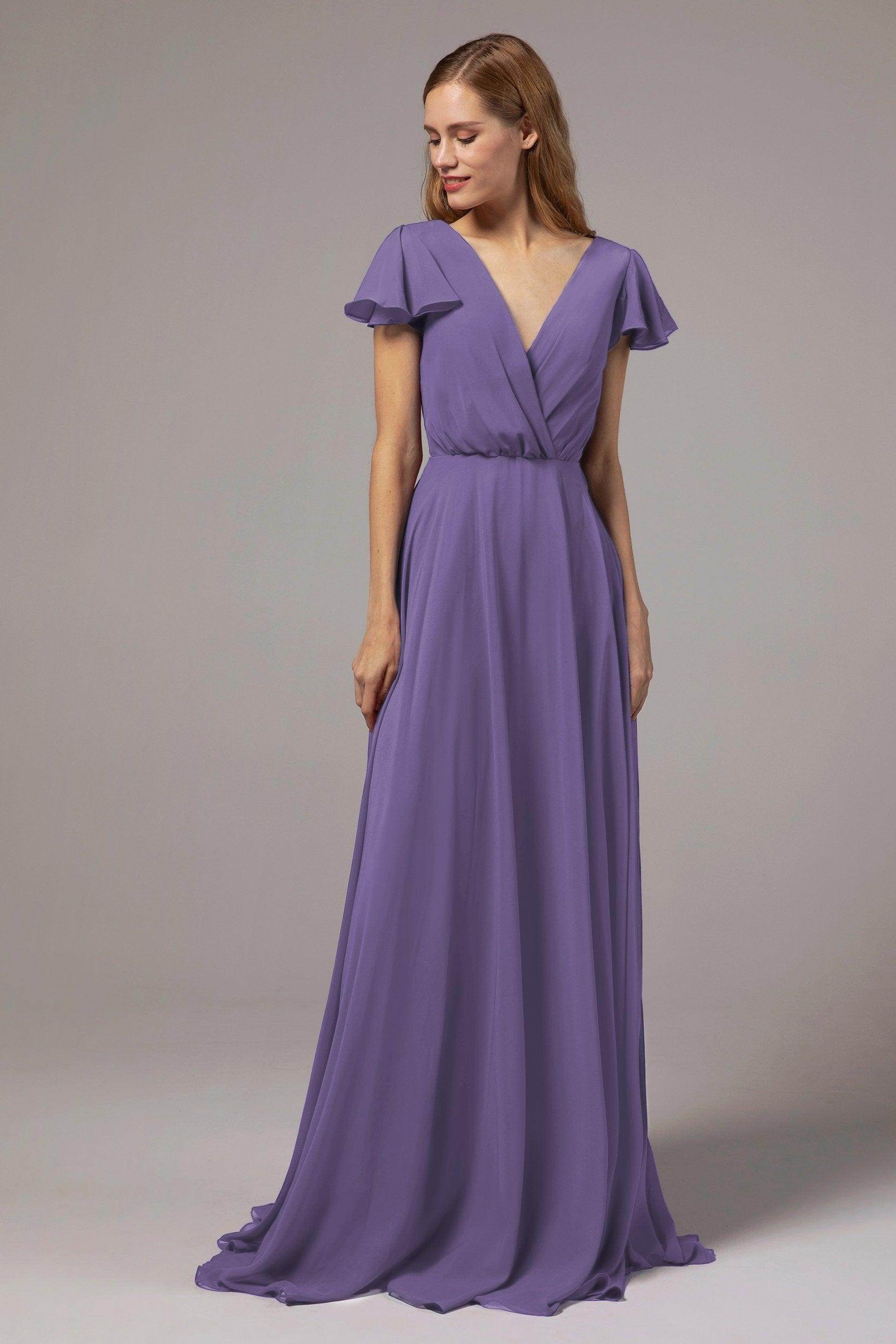 A-Line Floor Length Chiffon Bridesmaid Dress CB0410 - COCOMELODY